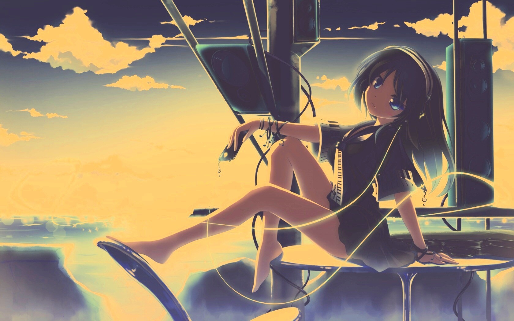 Девочка с плеером обои