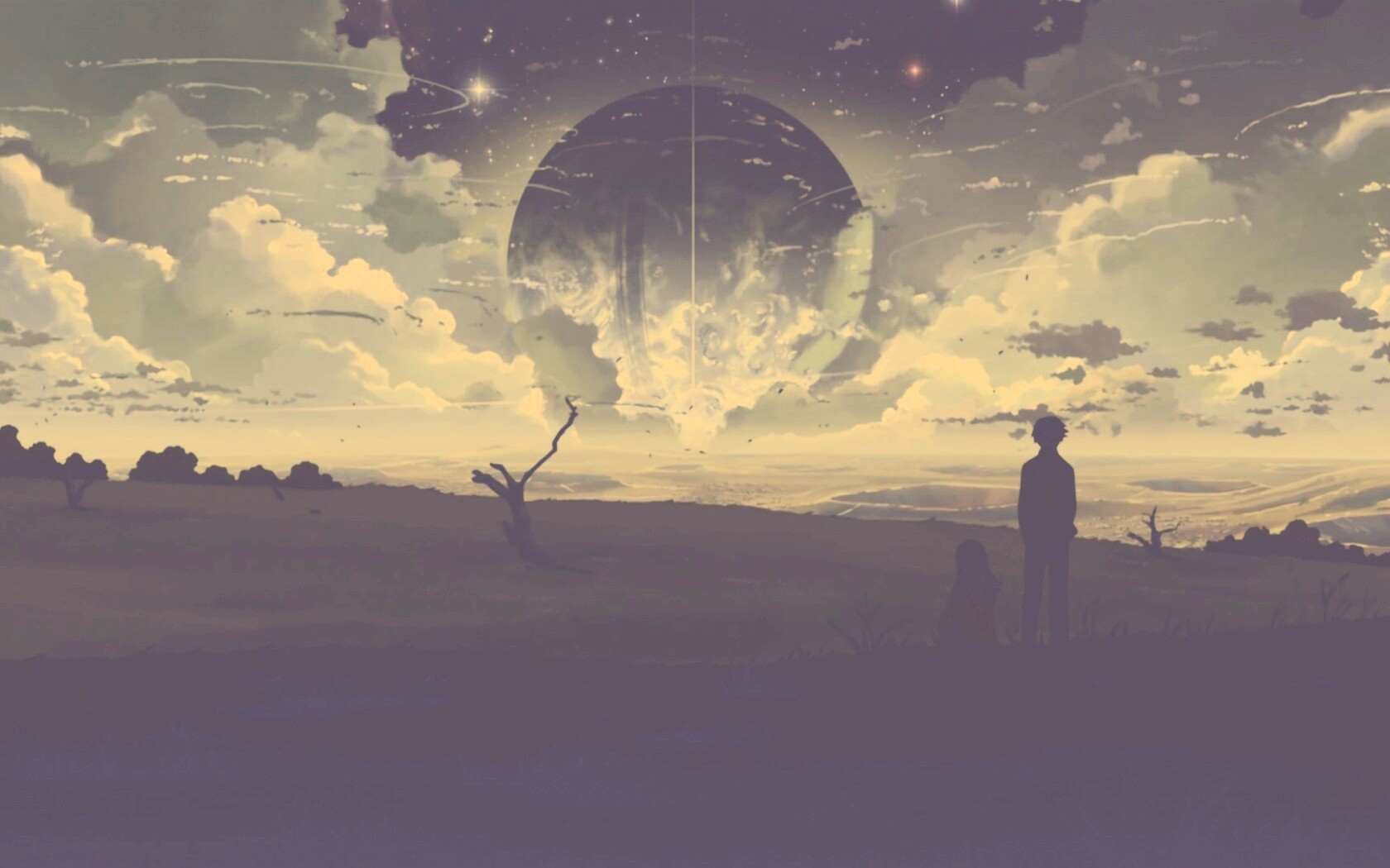 Кадр из творения Макото Синкая обои