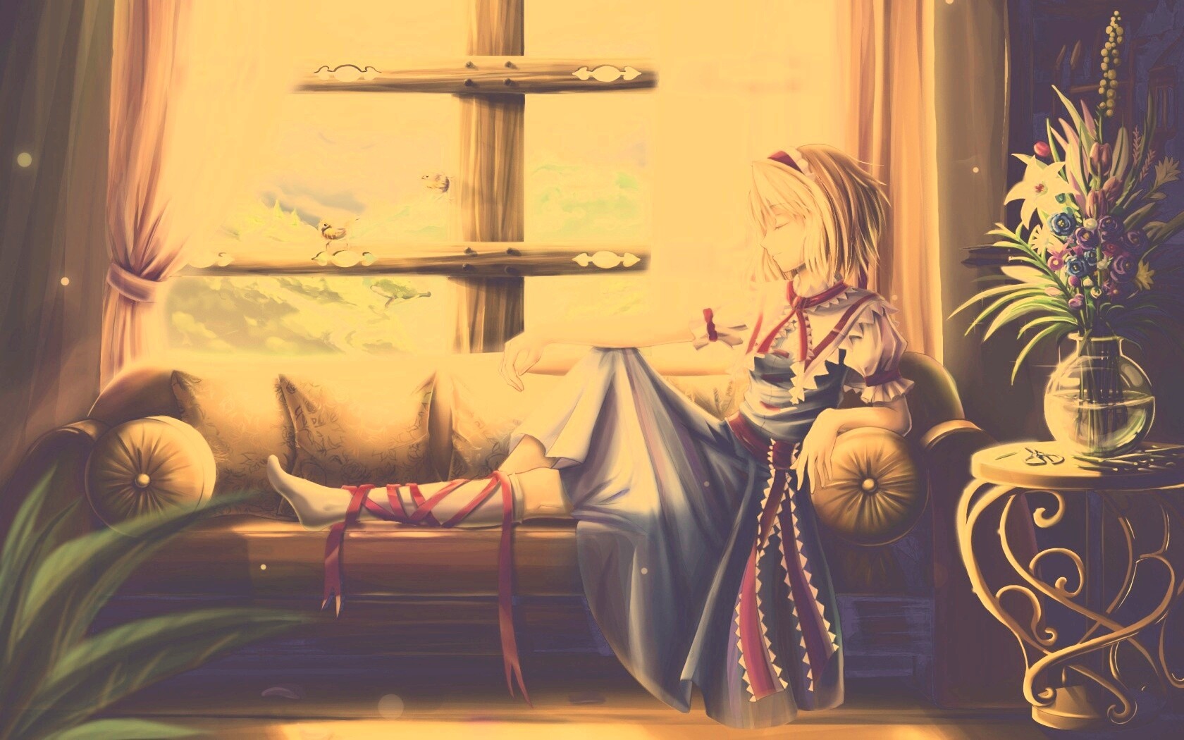 Девушка у окна обои