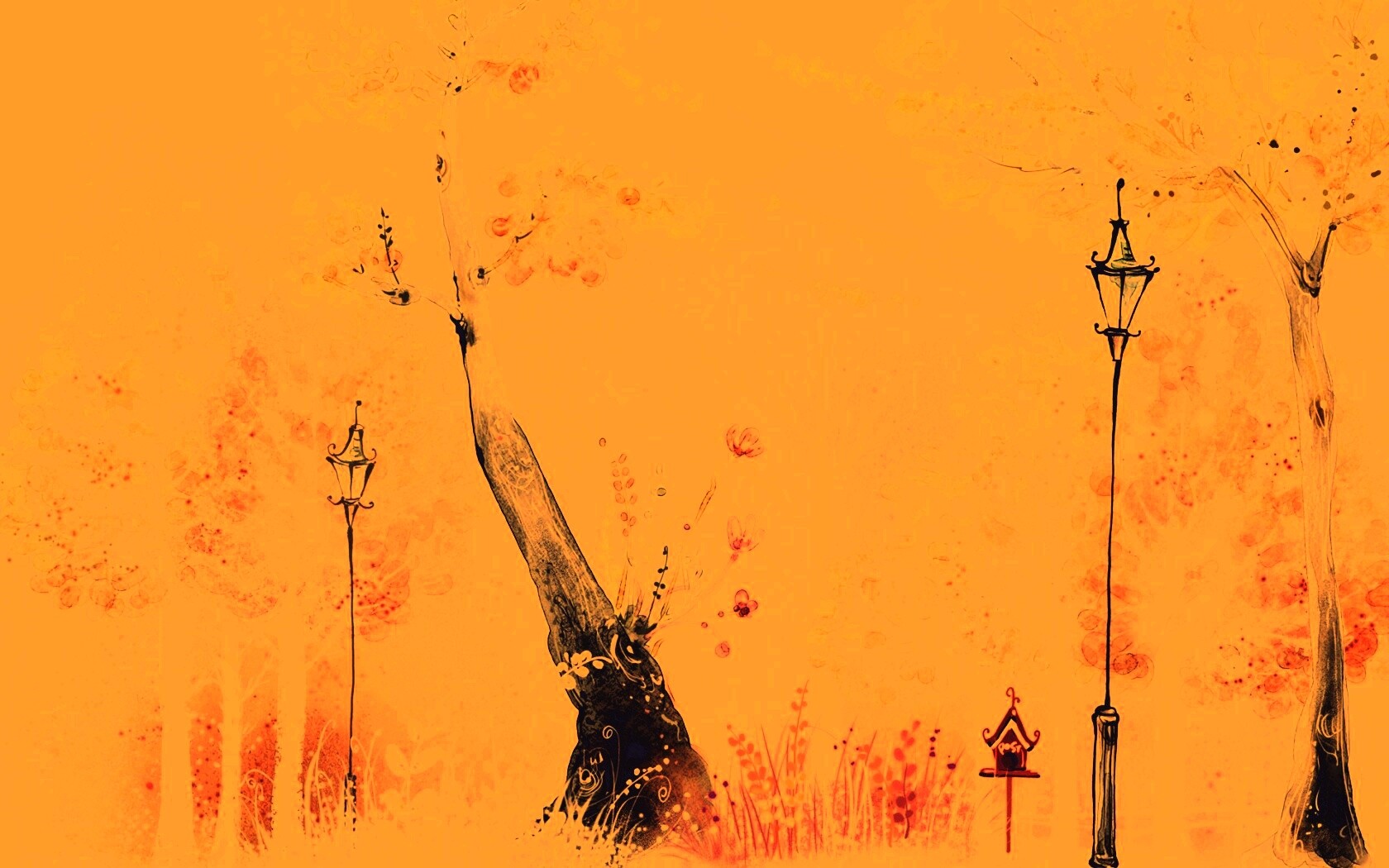 Фонари в парке обои