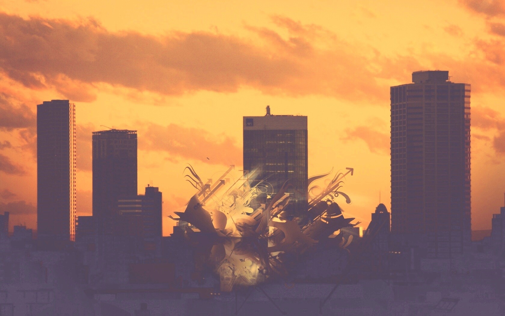 3D абстракция прямо в городе обои