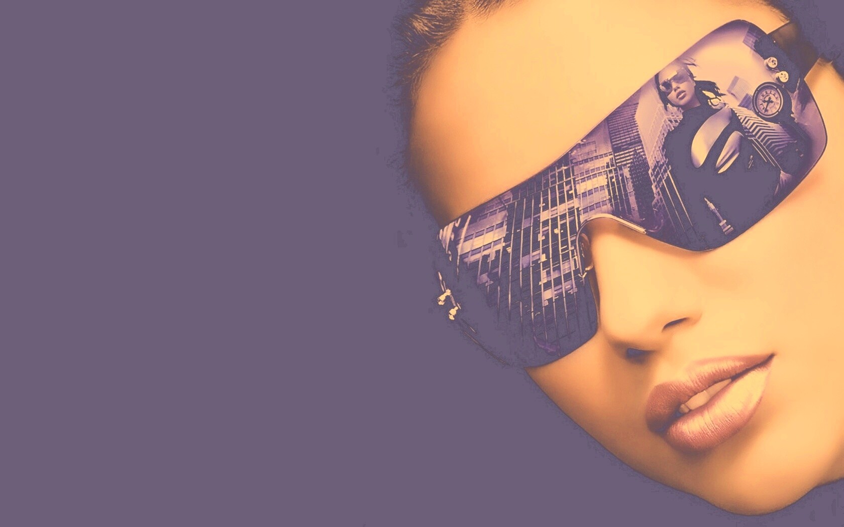 Девушка в стильных очках обои