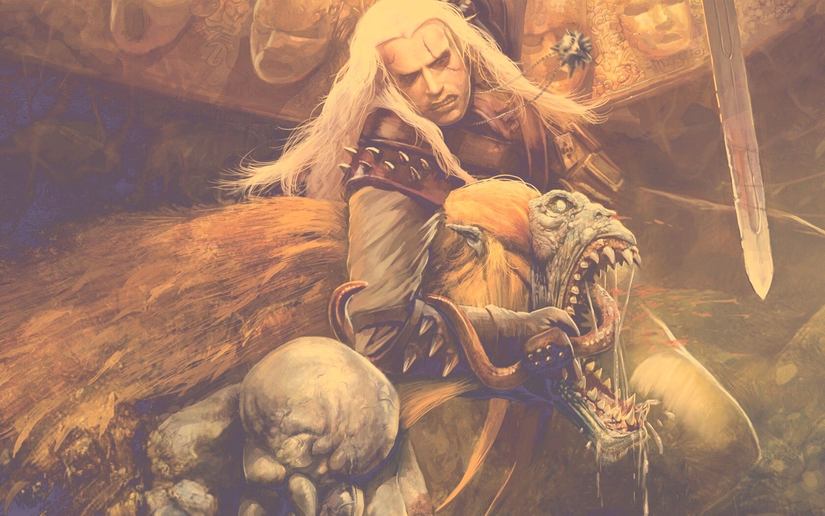 Ведьмак и монстр обои