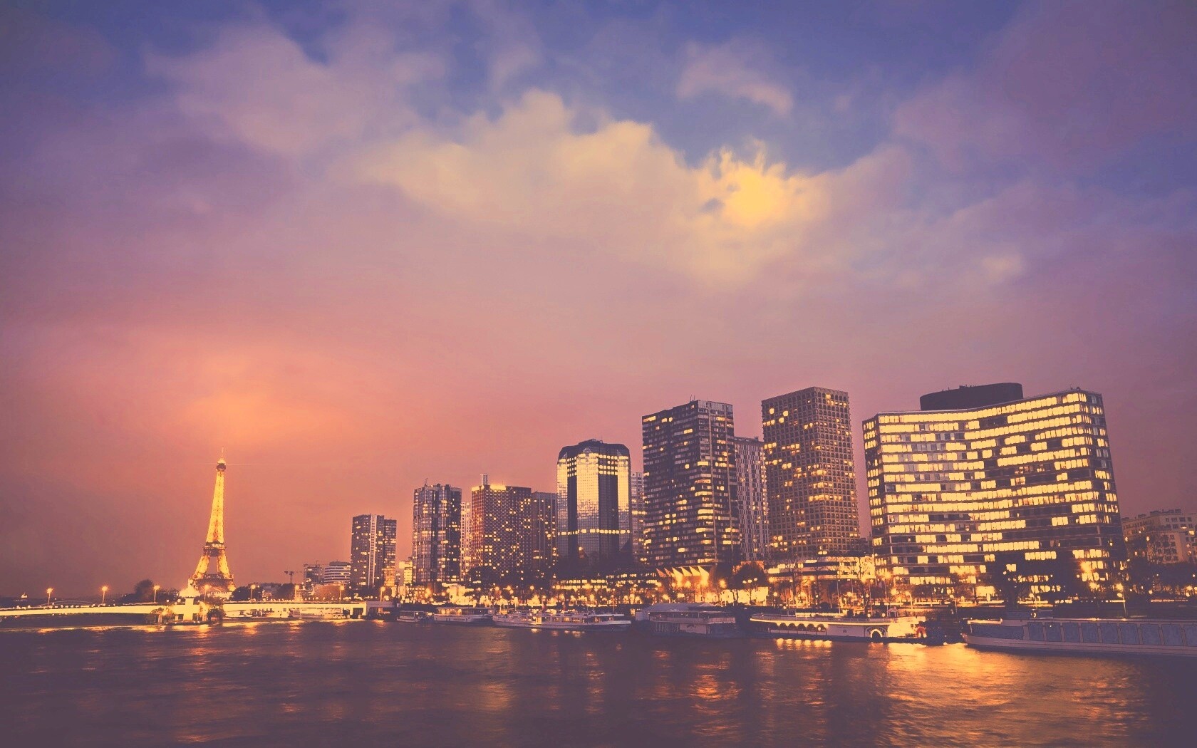 Вид на ночной Париж обои