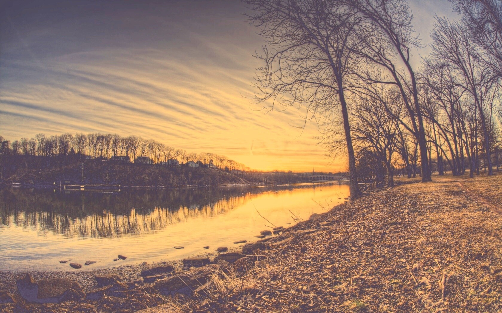 Осенний закат обои