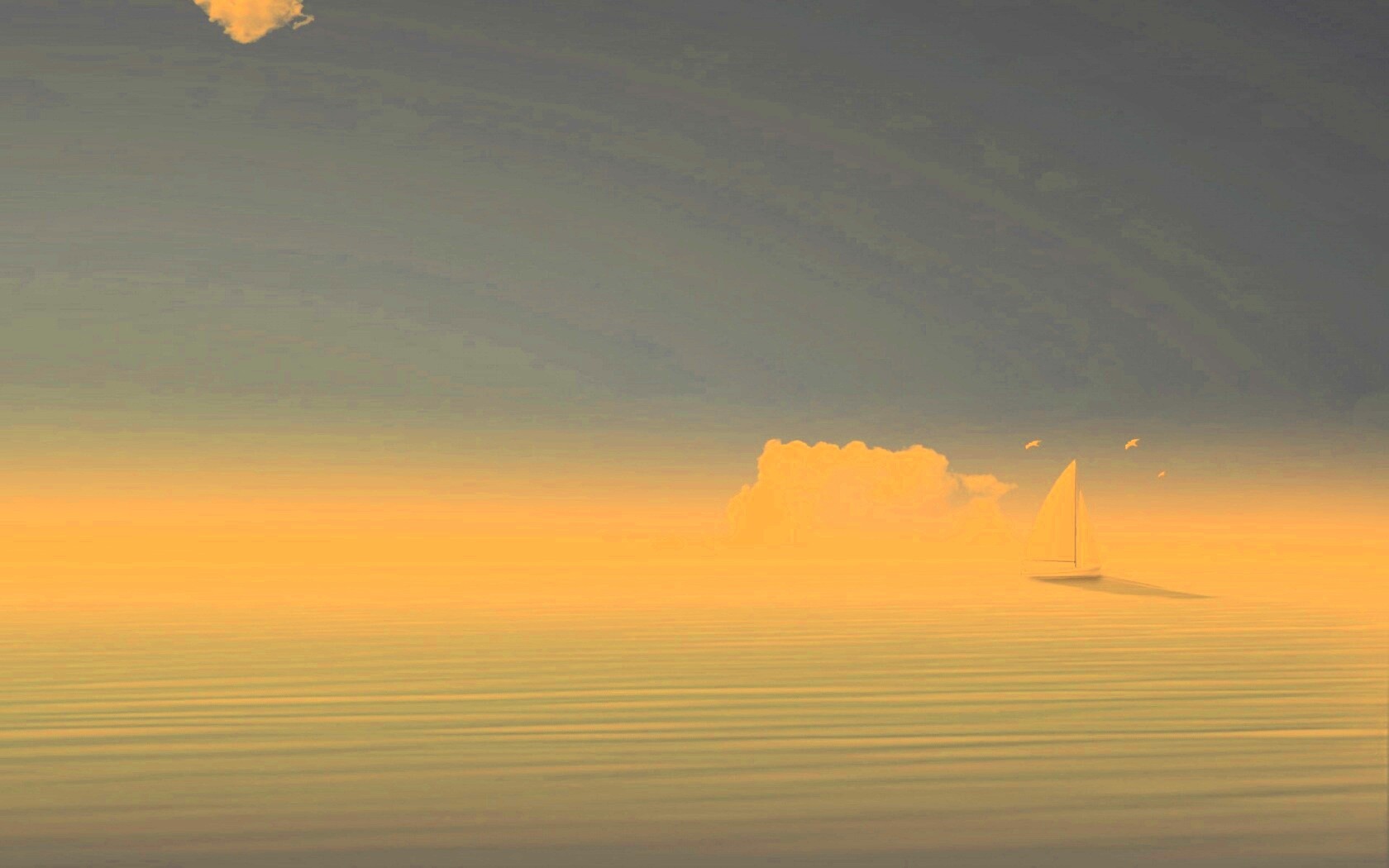 Голубые обои под хорошее настроение с парусником обои