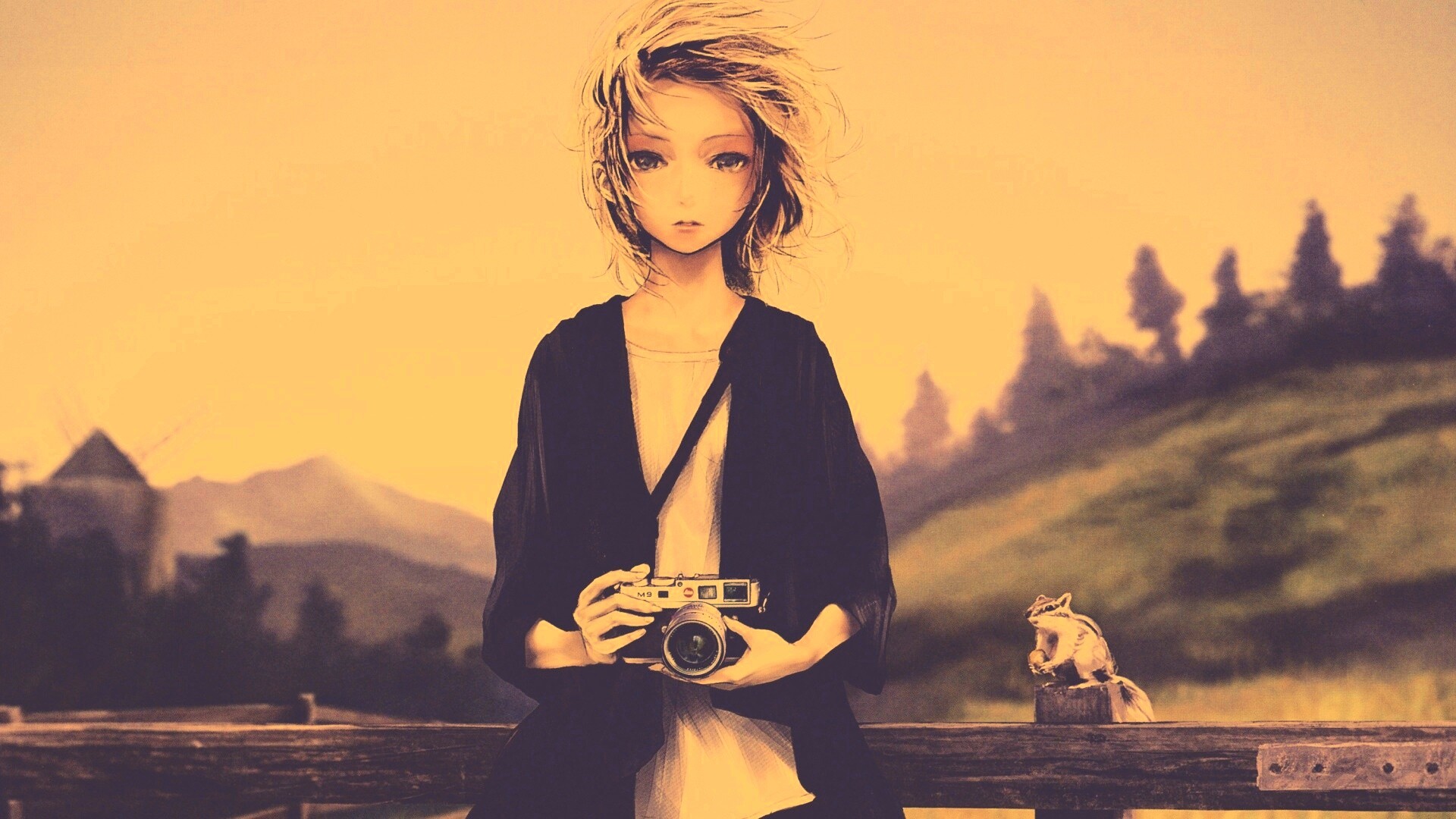 Девушка с фотоаппаратом обои