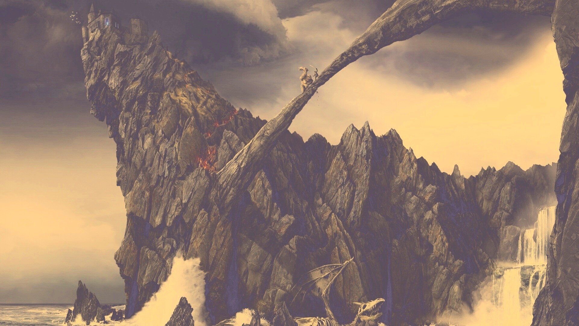 Бой на скале обои