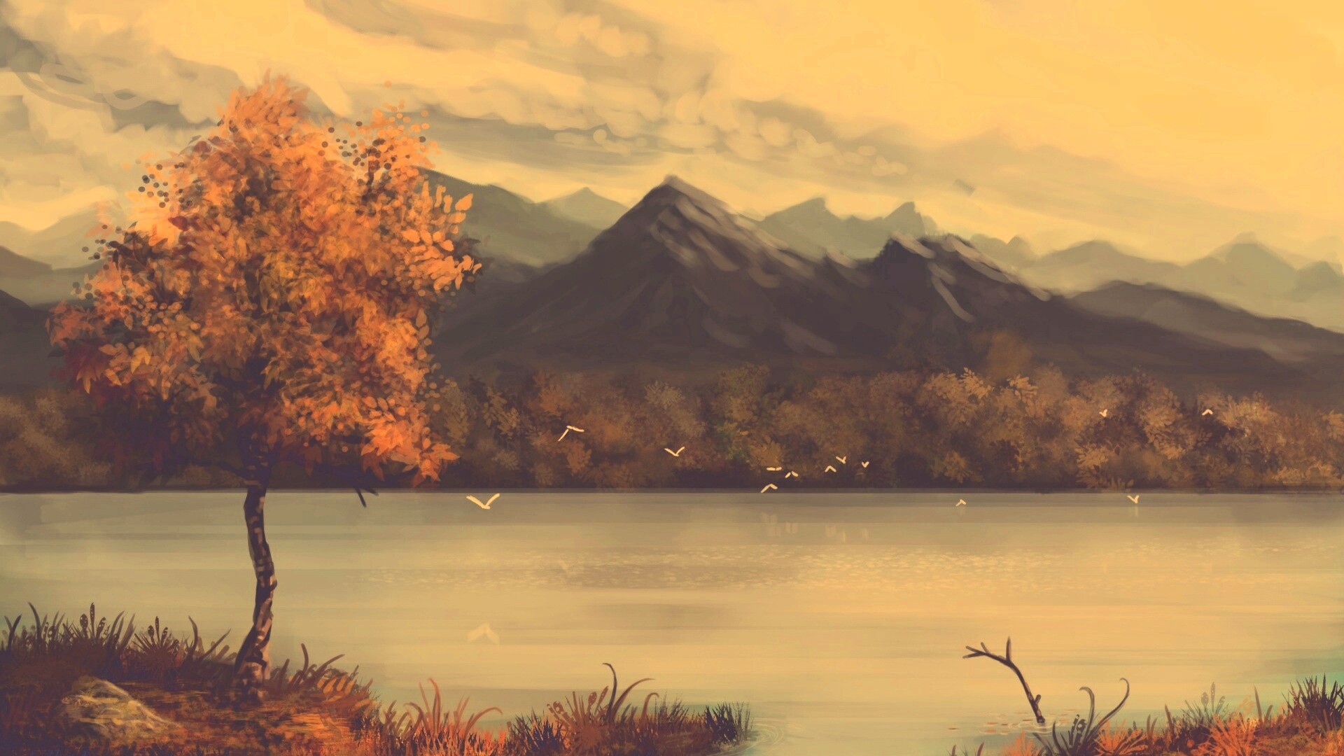 Осень в предгорье обои