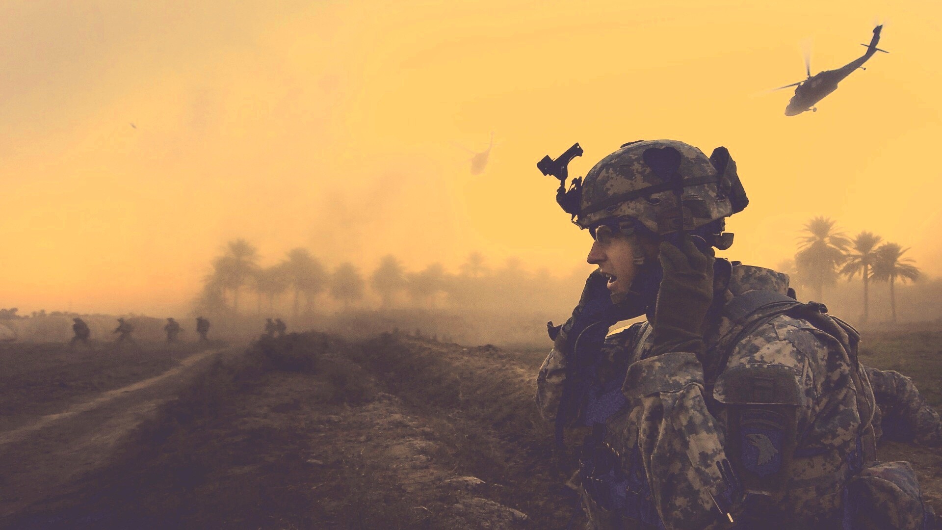 СОлдат во время боевых действий обои