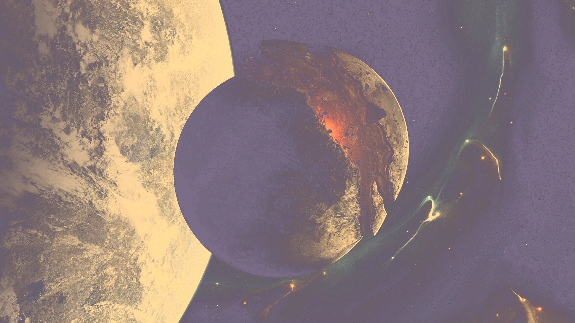 Спутник раскалывается пополам обои