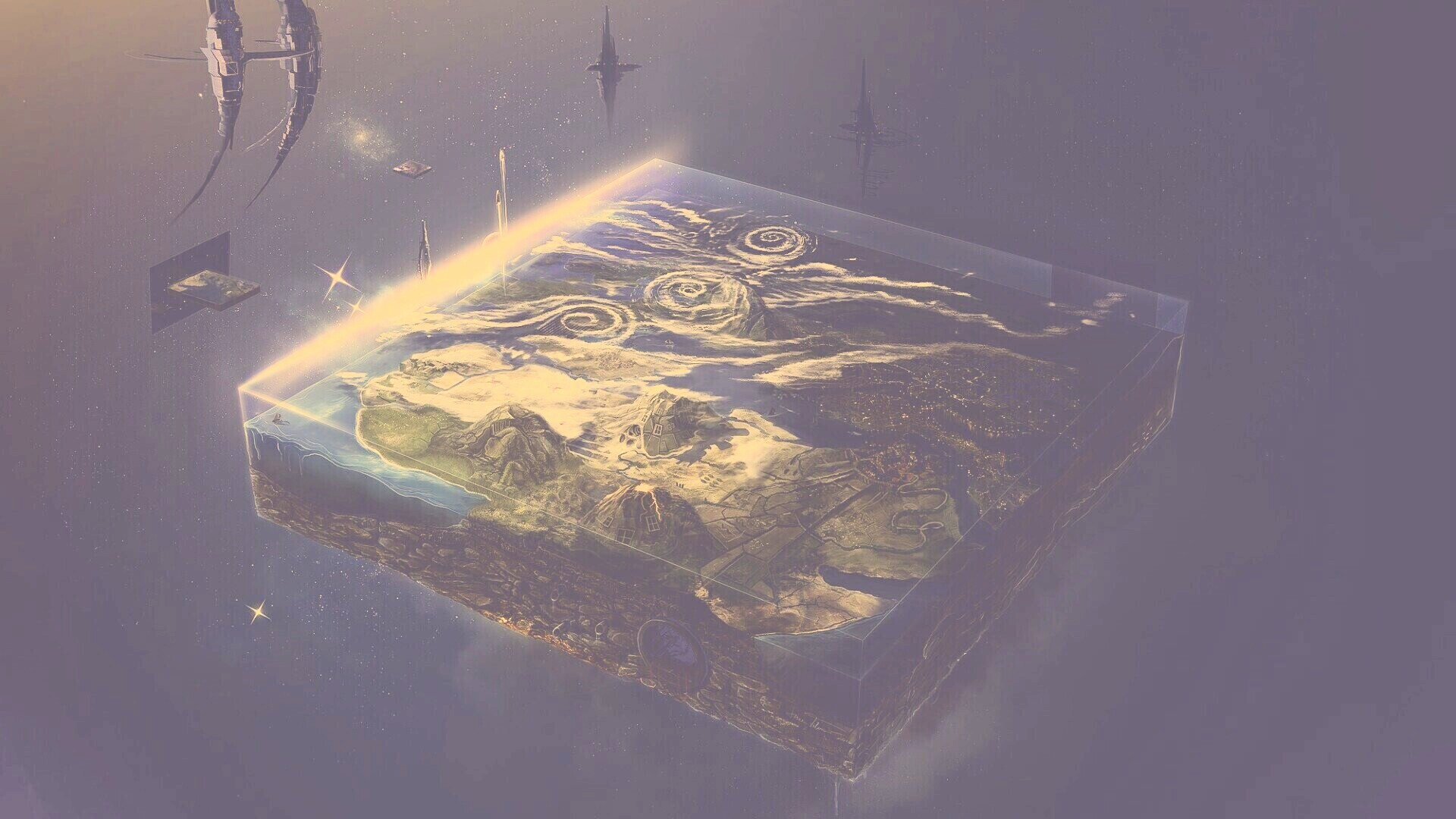 Кубическая земля в вакууме обои