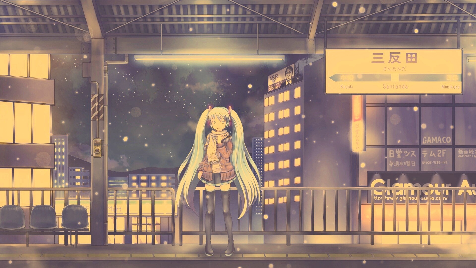 Девочка на остановке обои