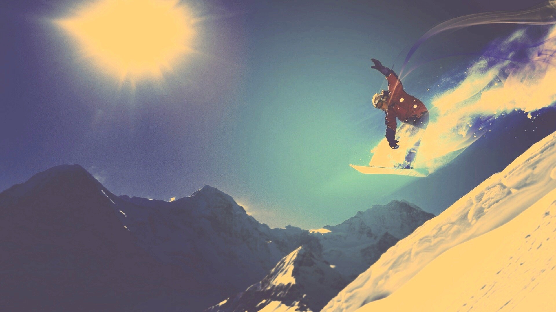 Сноубордист в прыжке обои