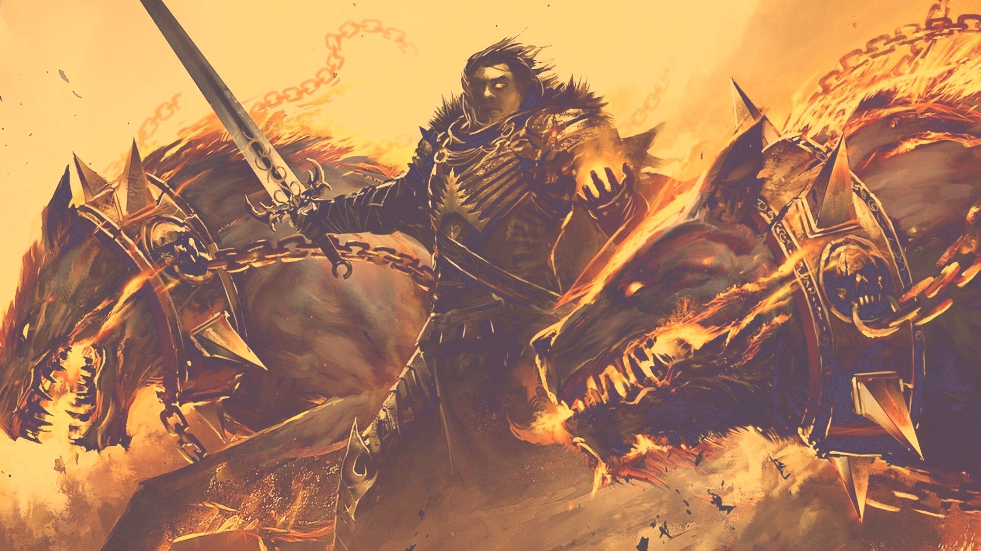 Темный рыцарь и гончие смерти обои