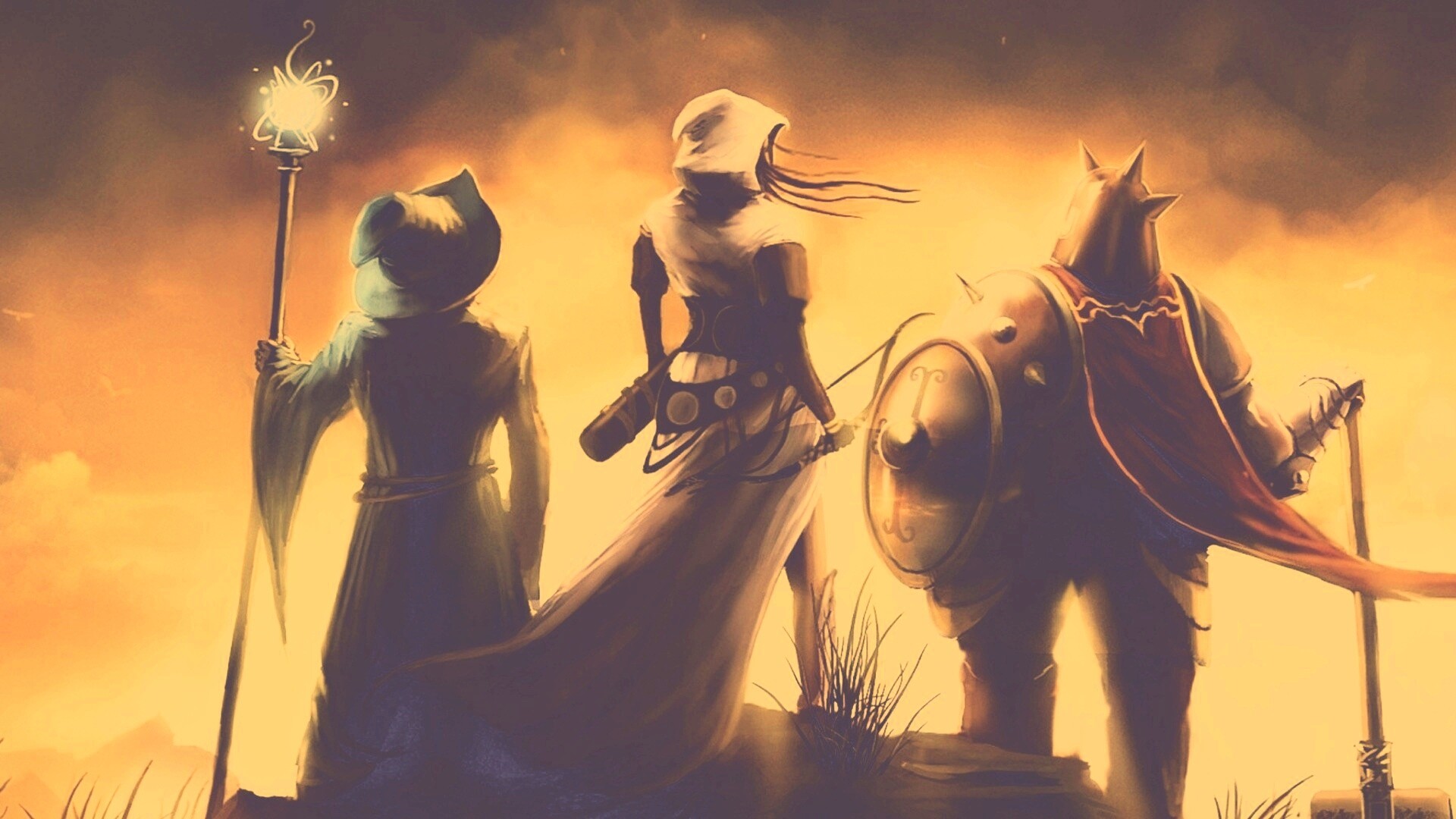 Воин, лучник и маг обои