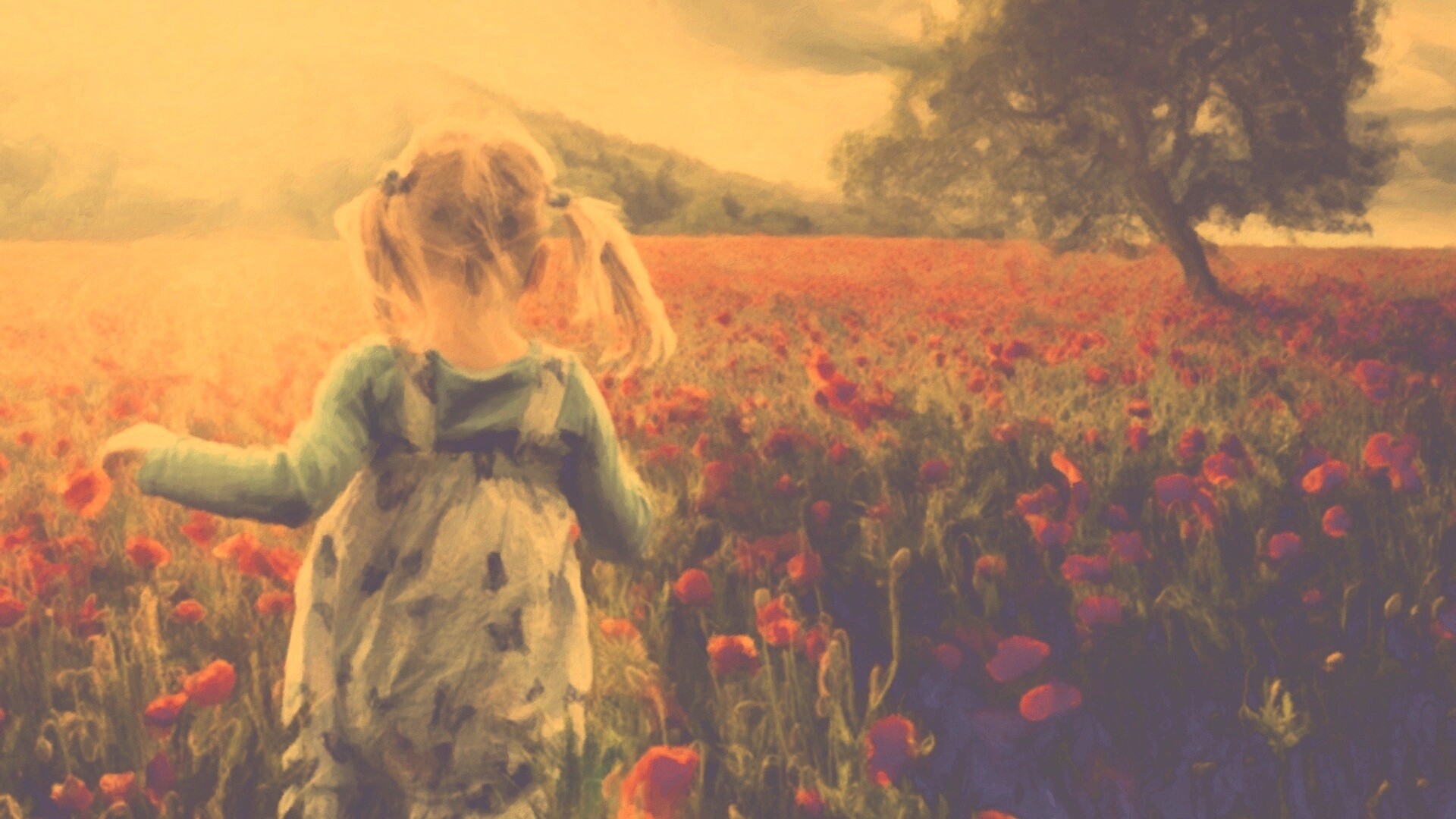 Девочка на маковом поле обои