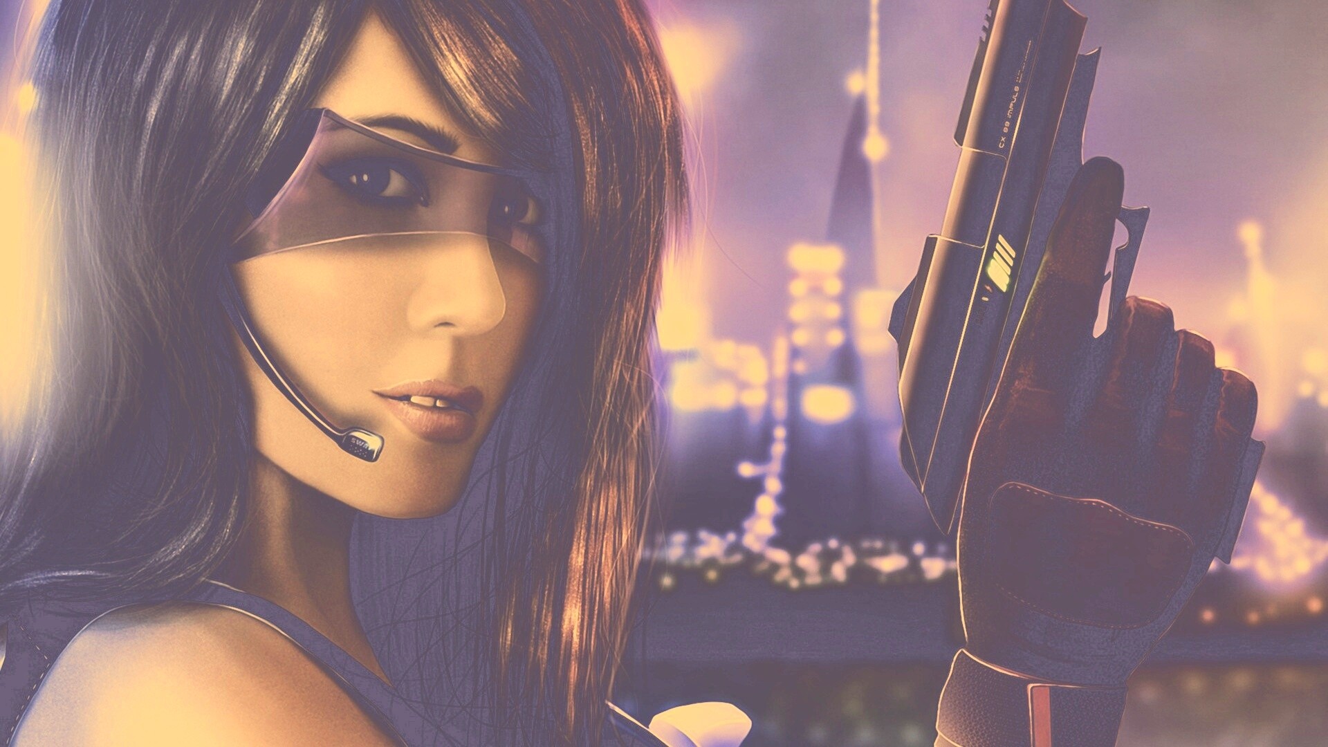 Девушка из будущего с пистолетом обои