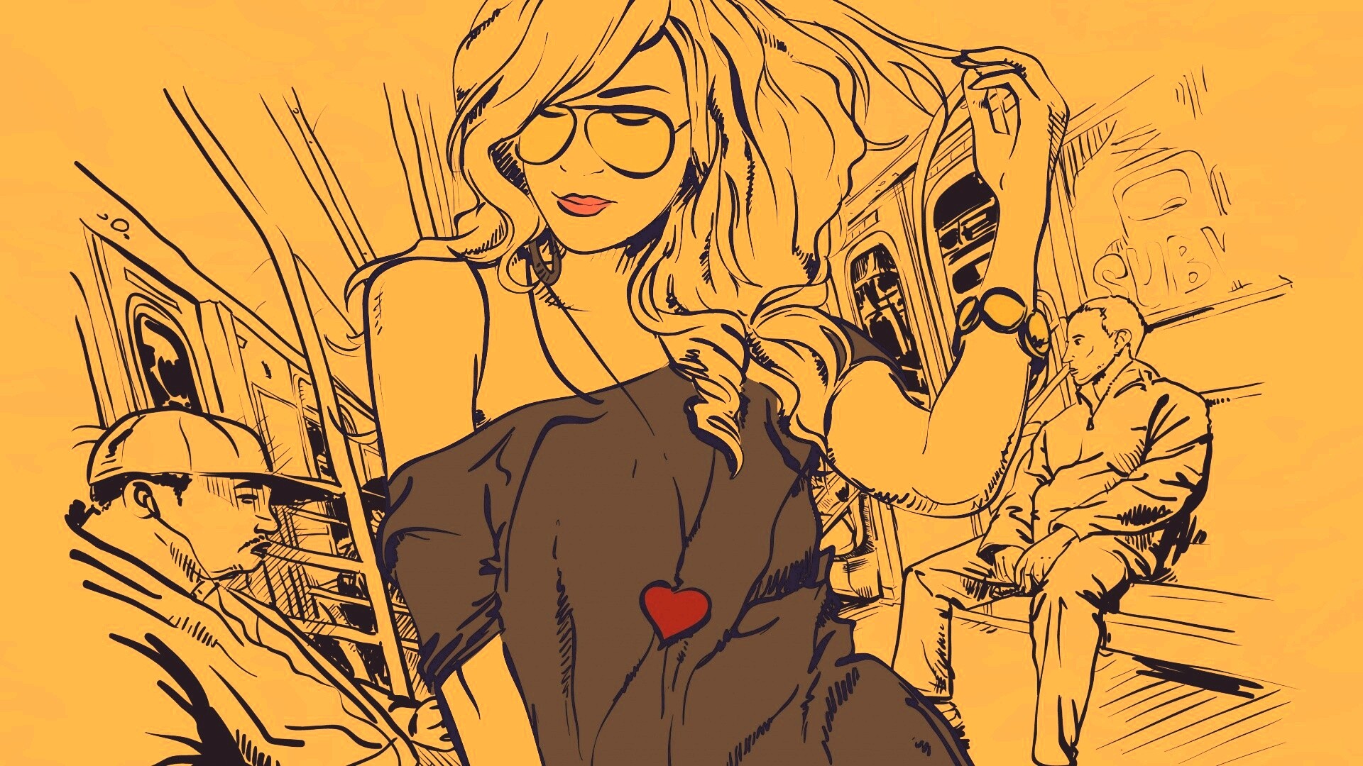 Стильная девушка в метро обои