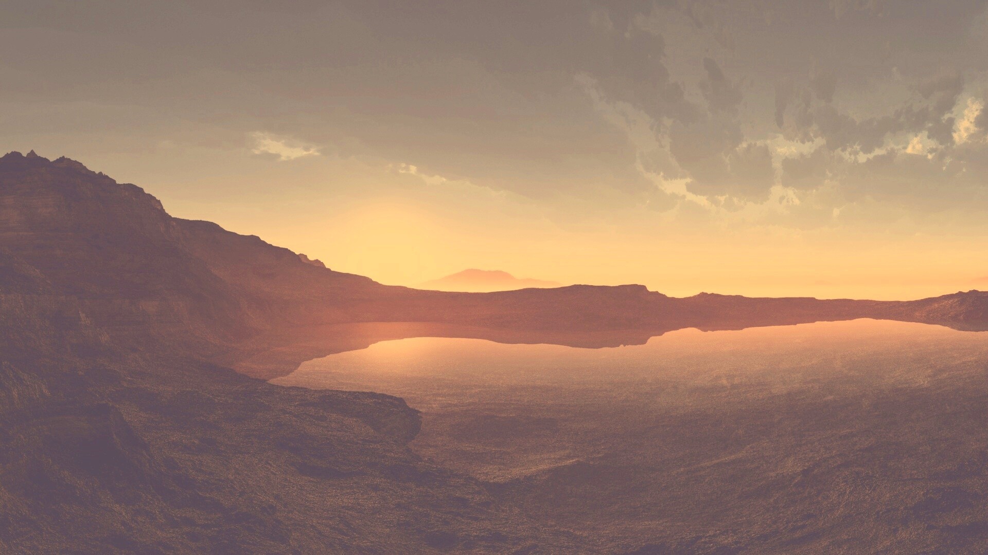 Озеро в каменистой пустыне обои