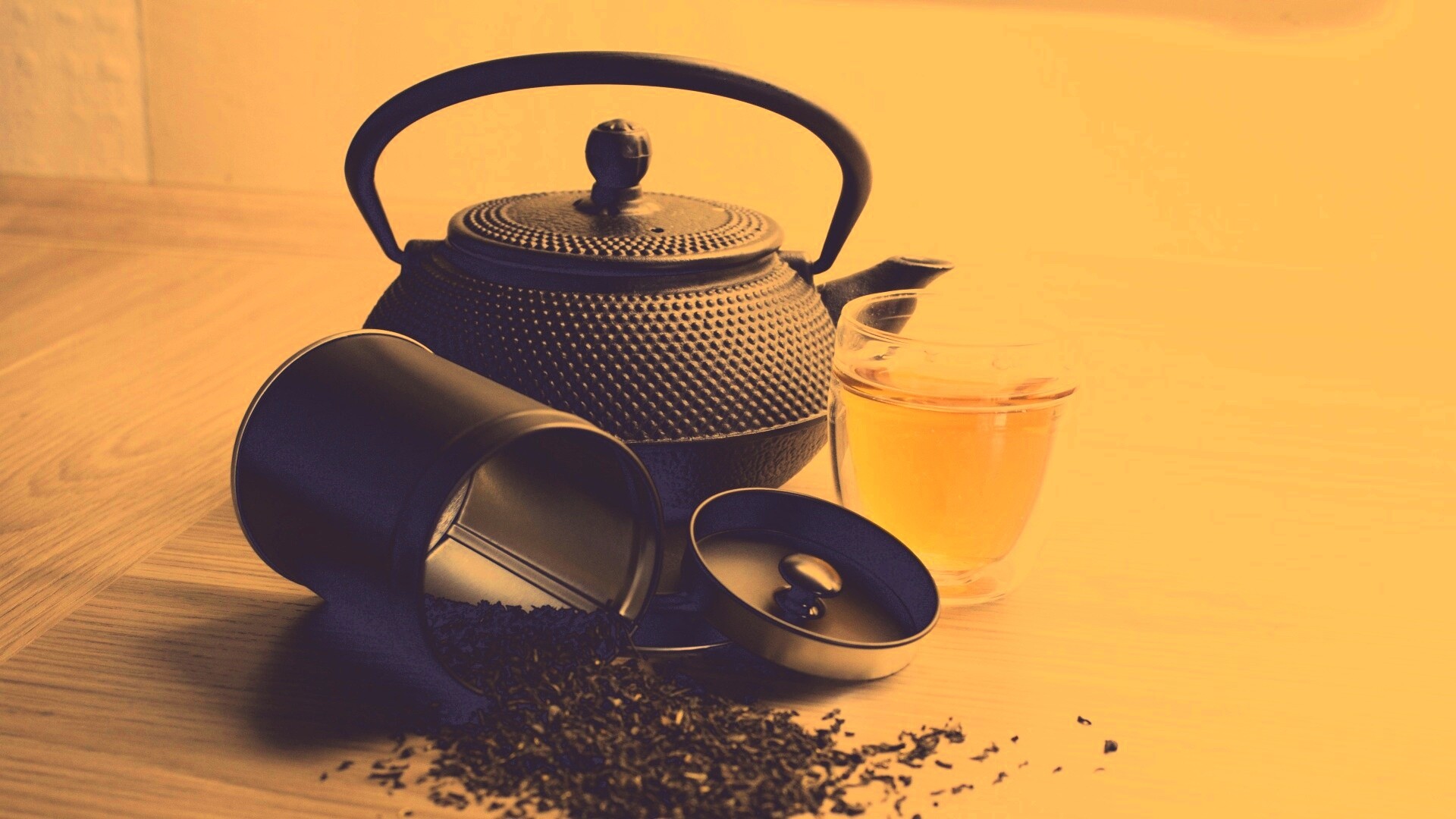 Черный чайный набор обои