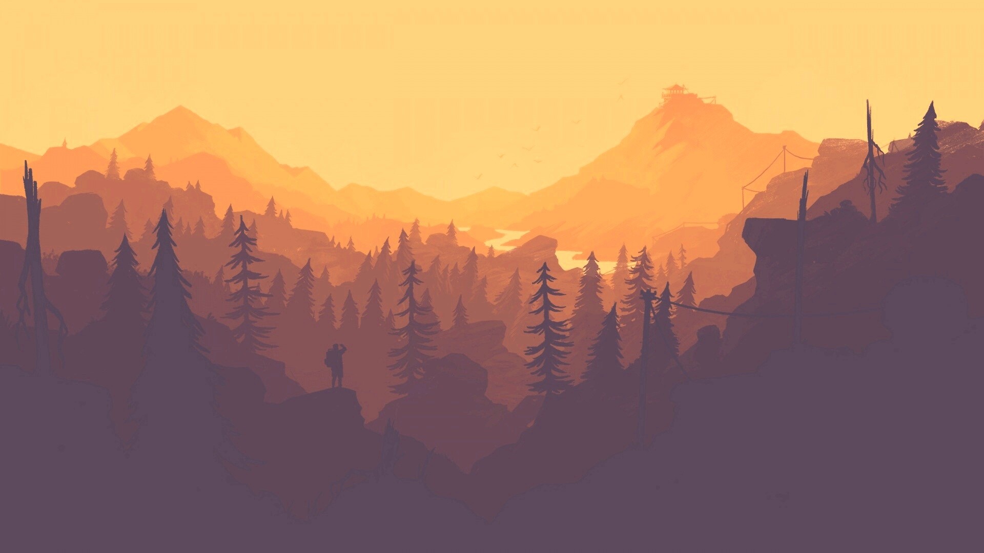 Красный Firewatch обои