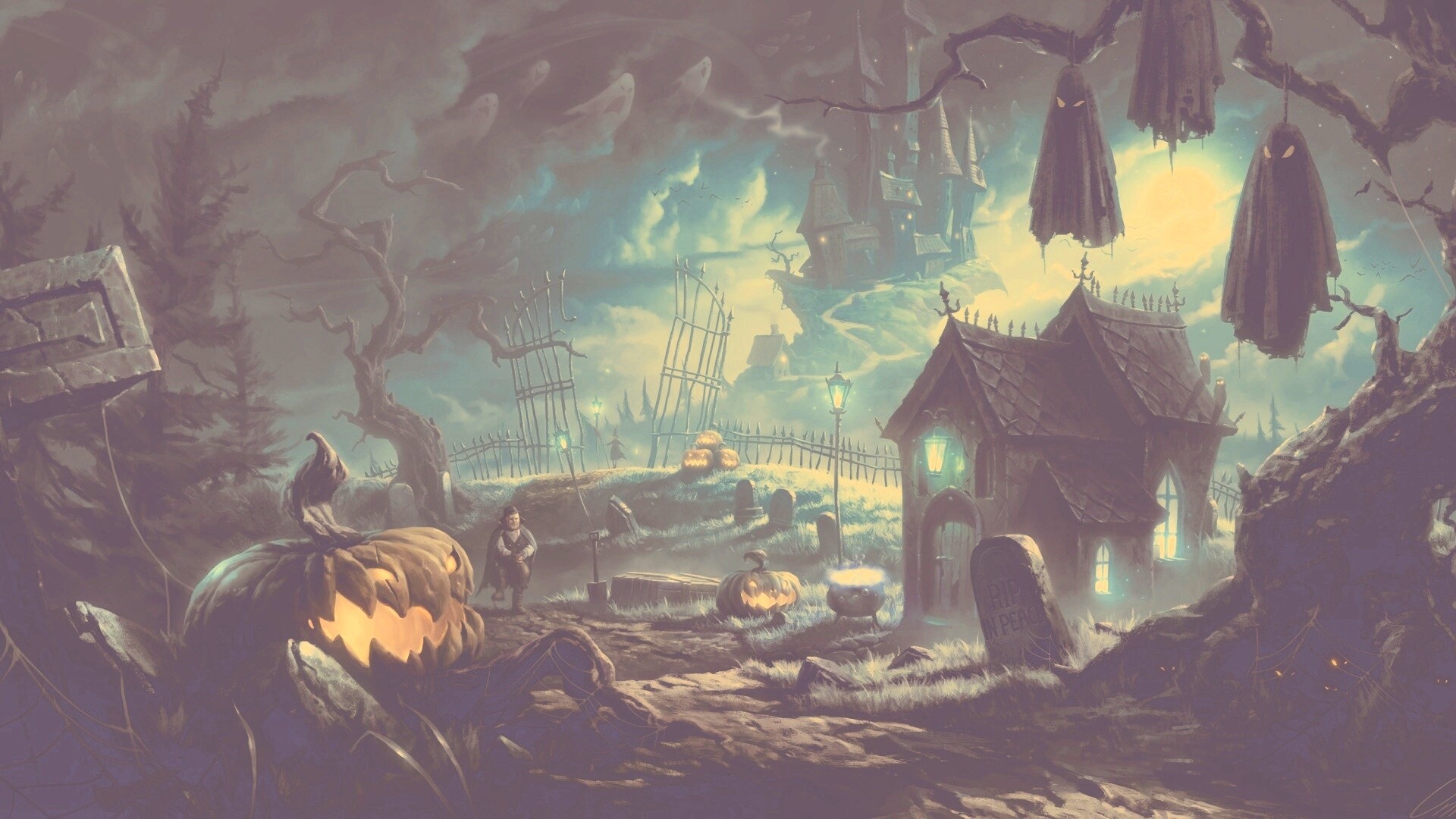 Кладбище на Хэллоувин обои