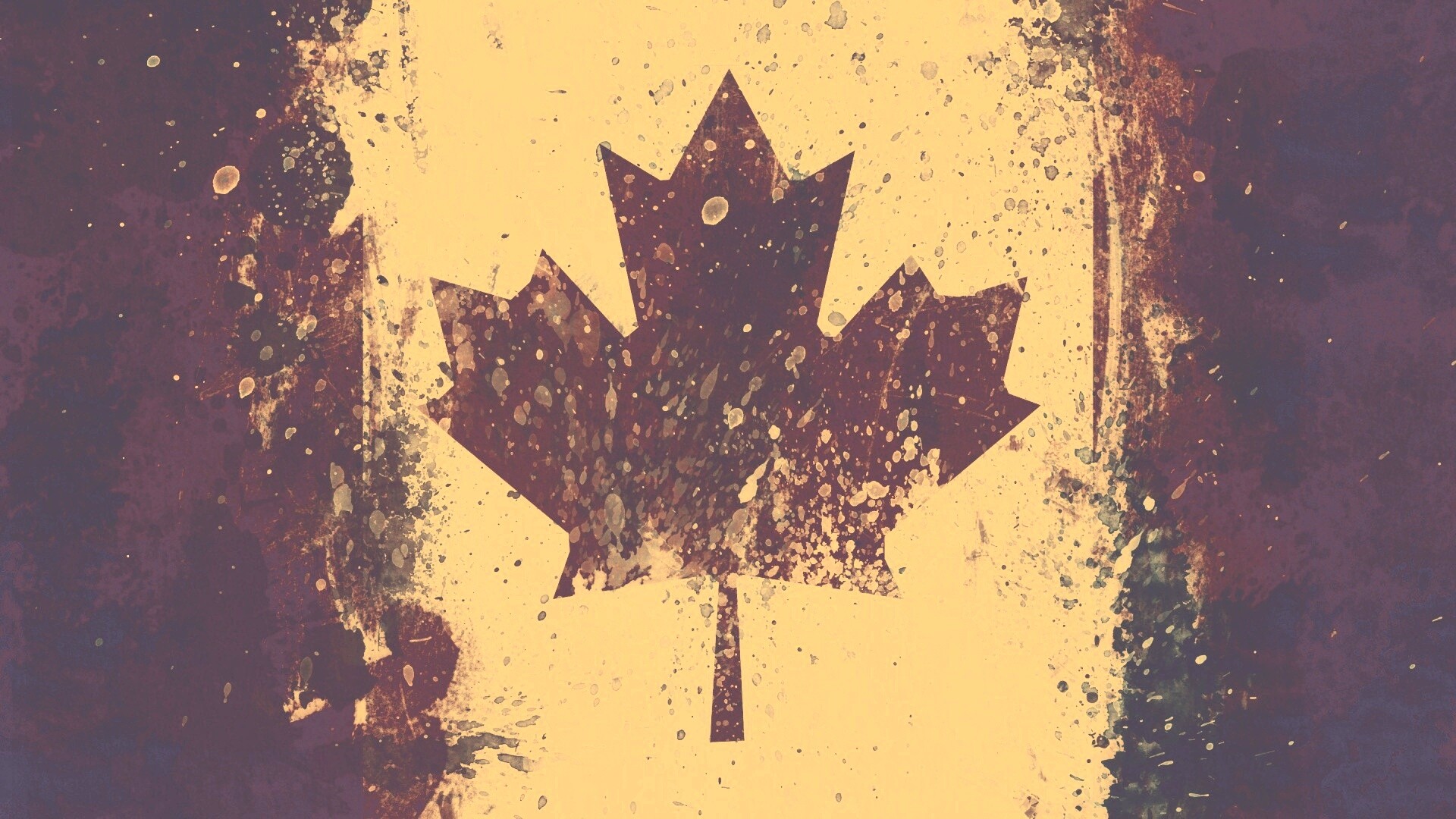 Флаг Канады нарисованный краской обои