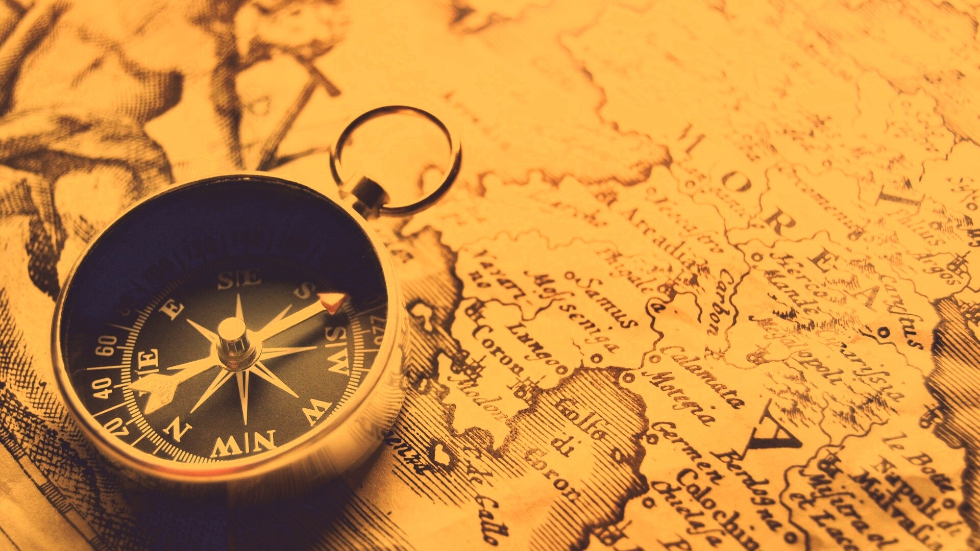 Компас и карта обои