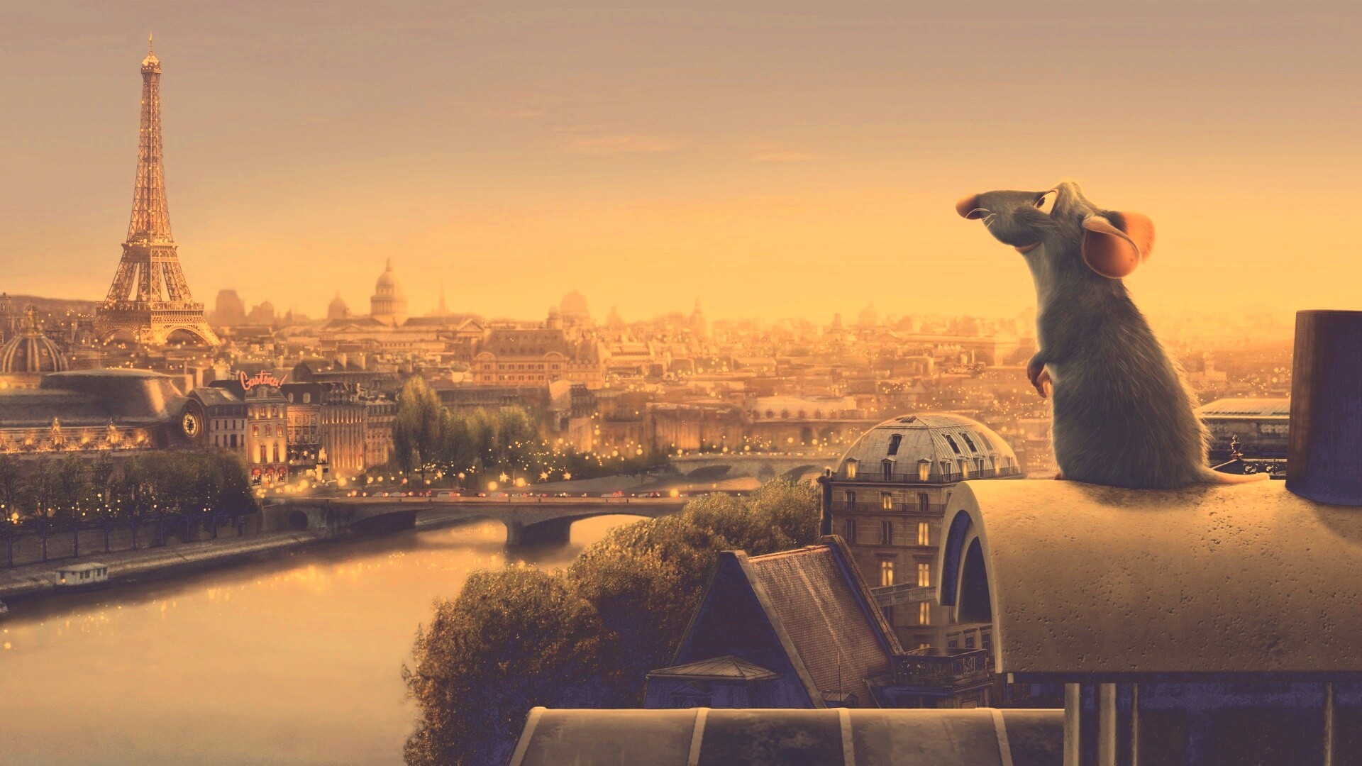 Рататуй на фоне Парижа обои