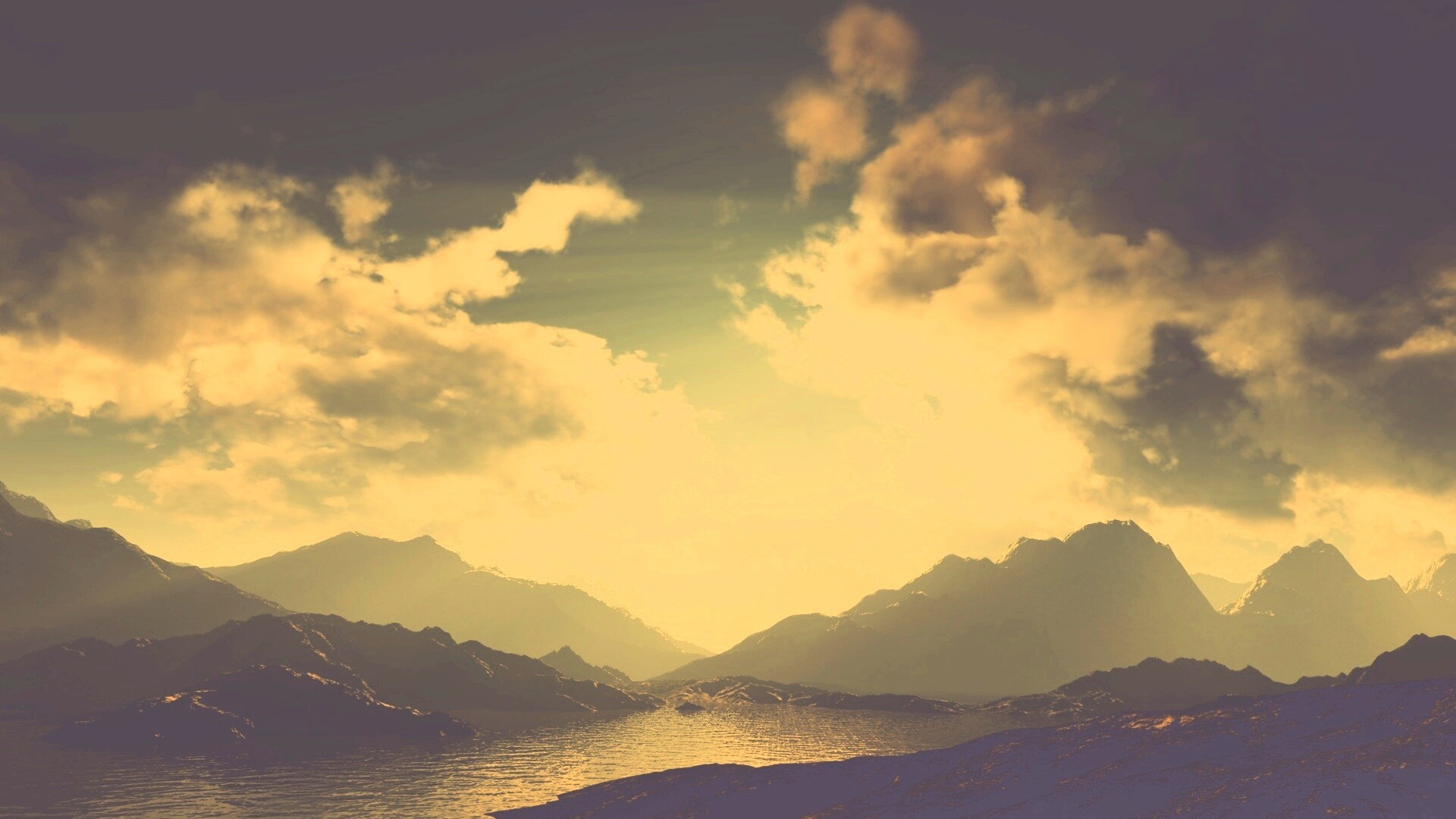 Закат в горах обои