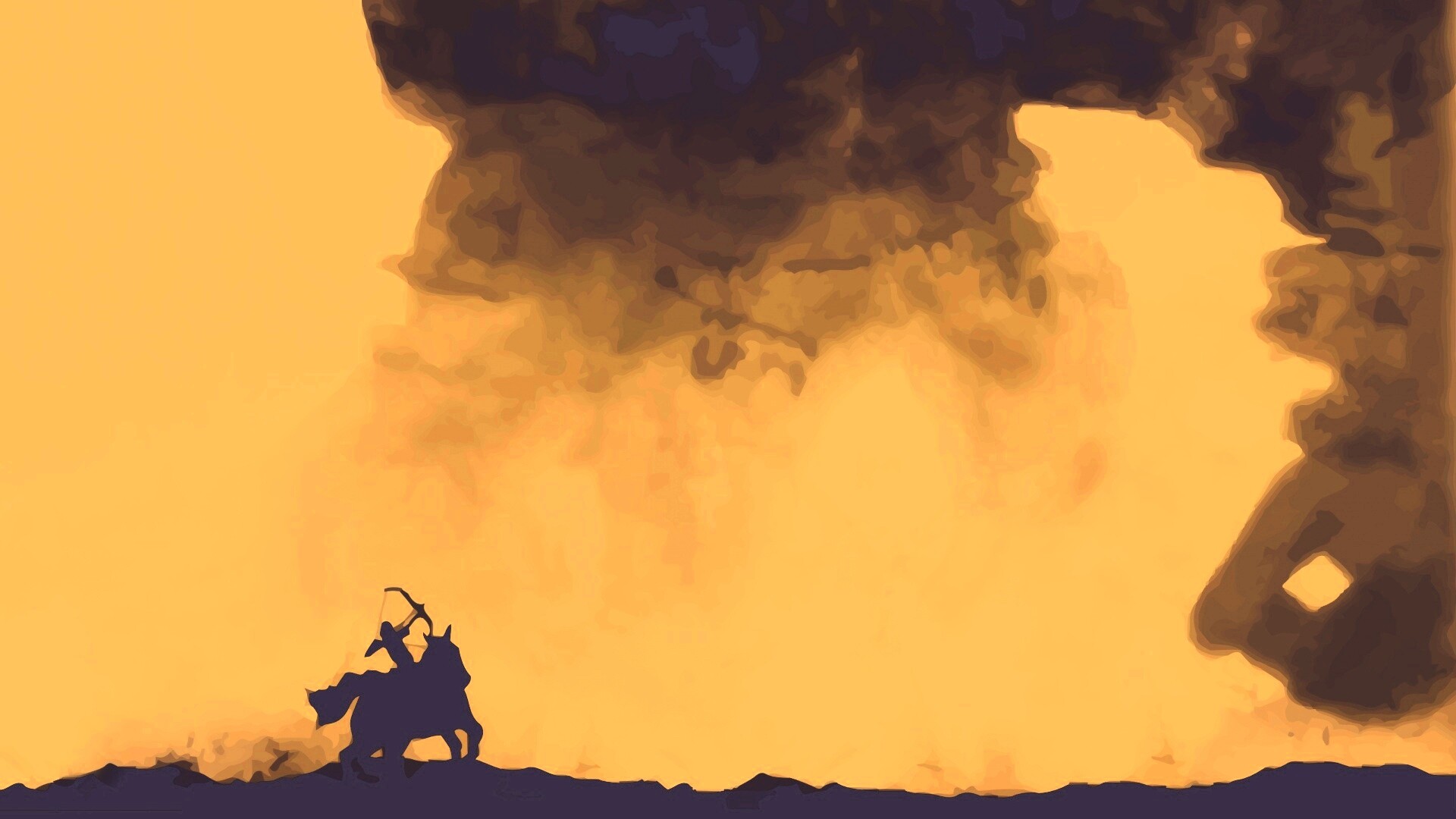 Всадник и огромный голем обои