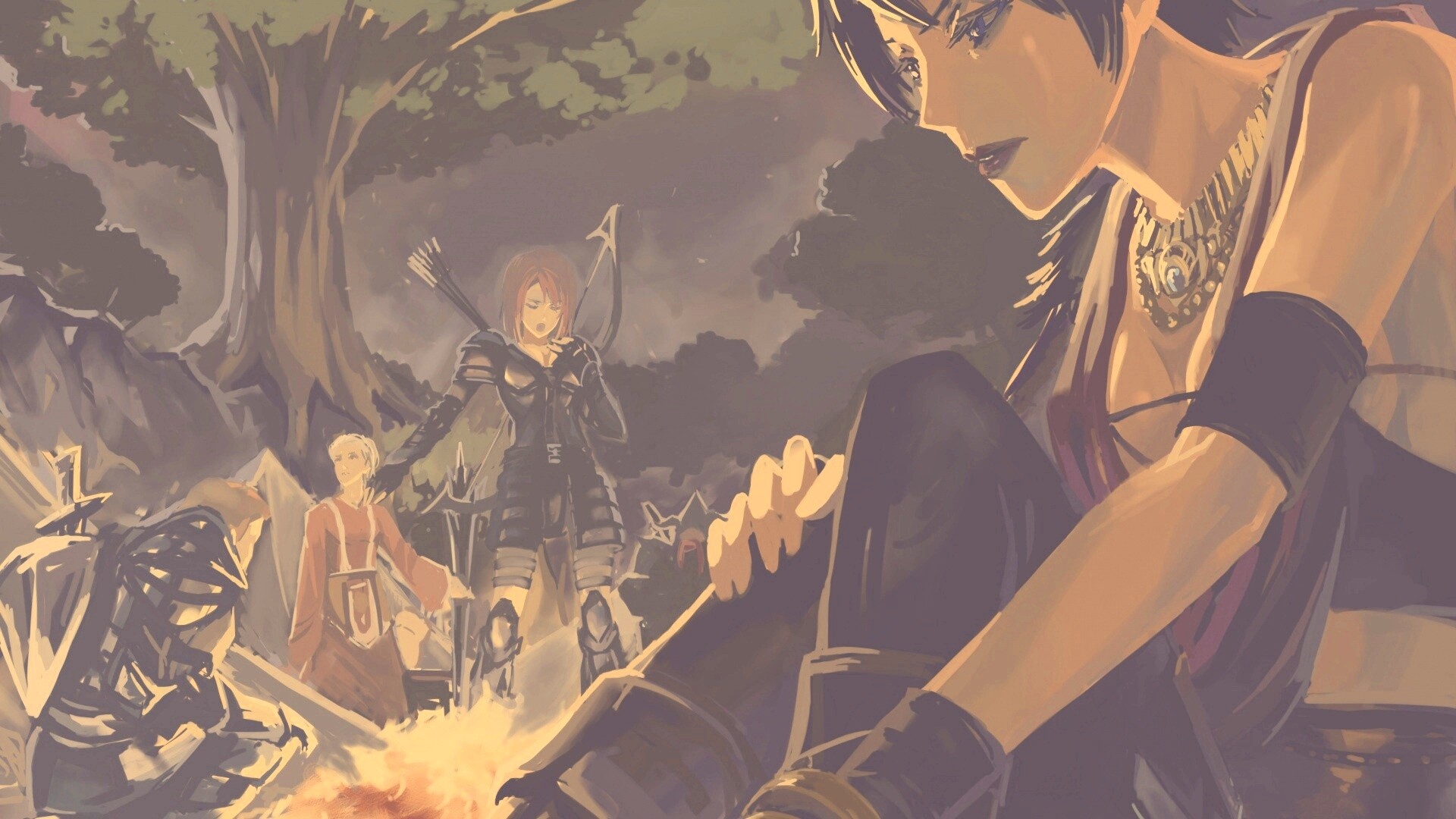 Рисунок Морриган в лагере обои