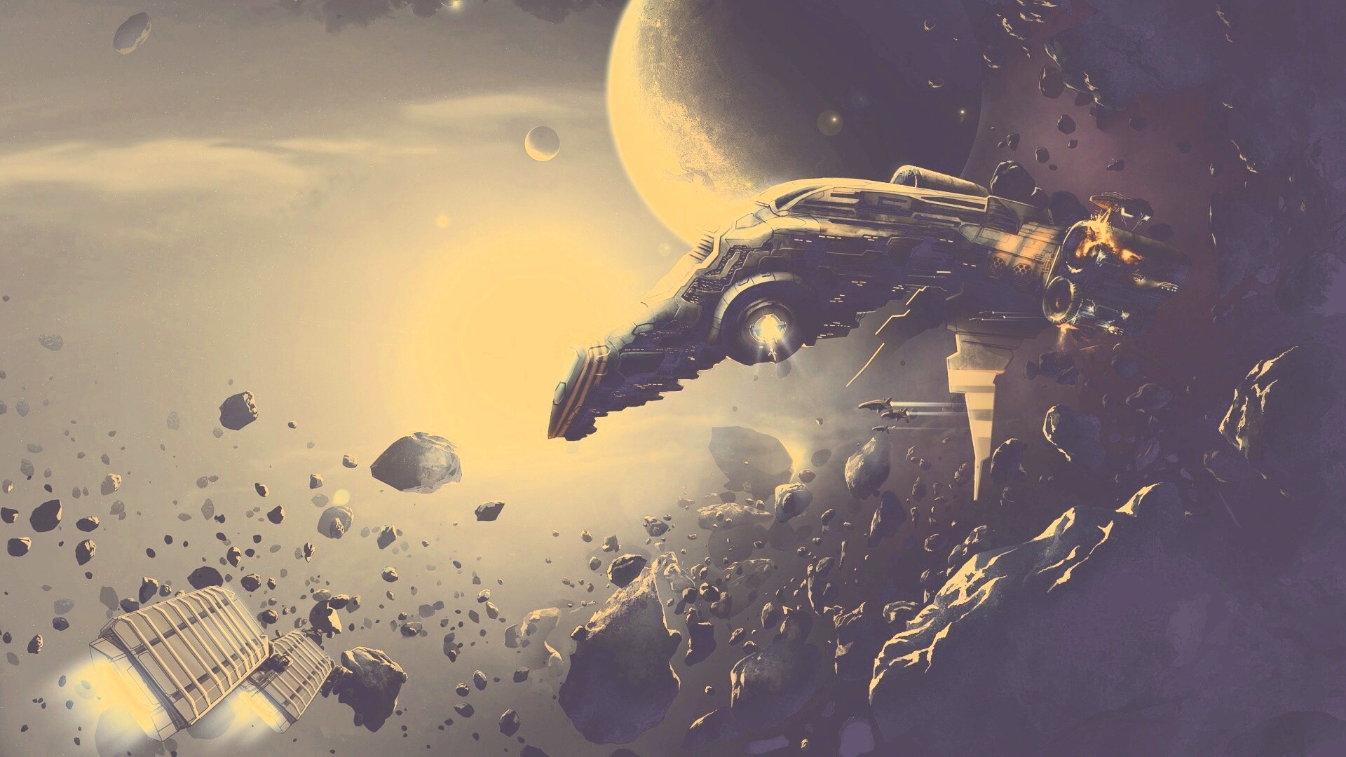 Полет в астероидах обои