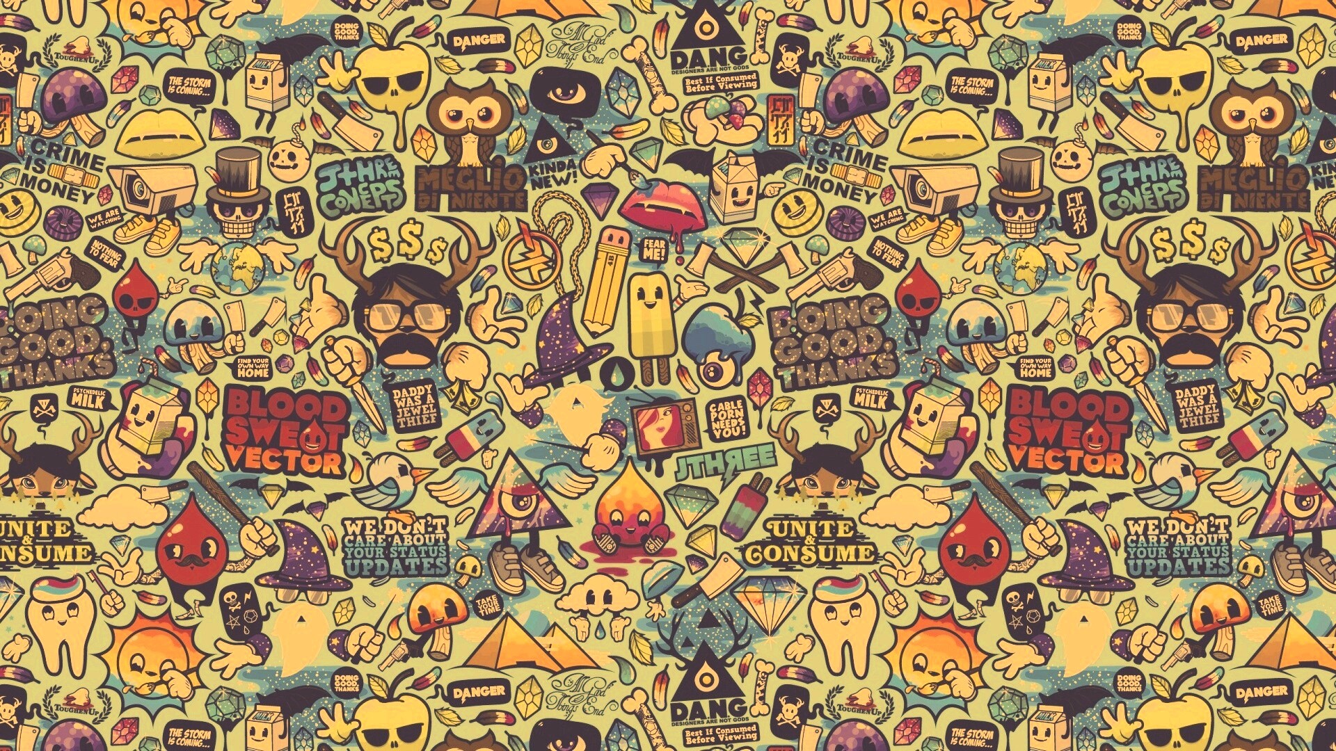 Коллаж из мультяшных картинок обои