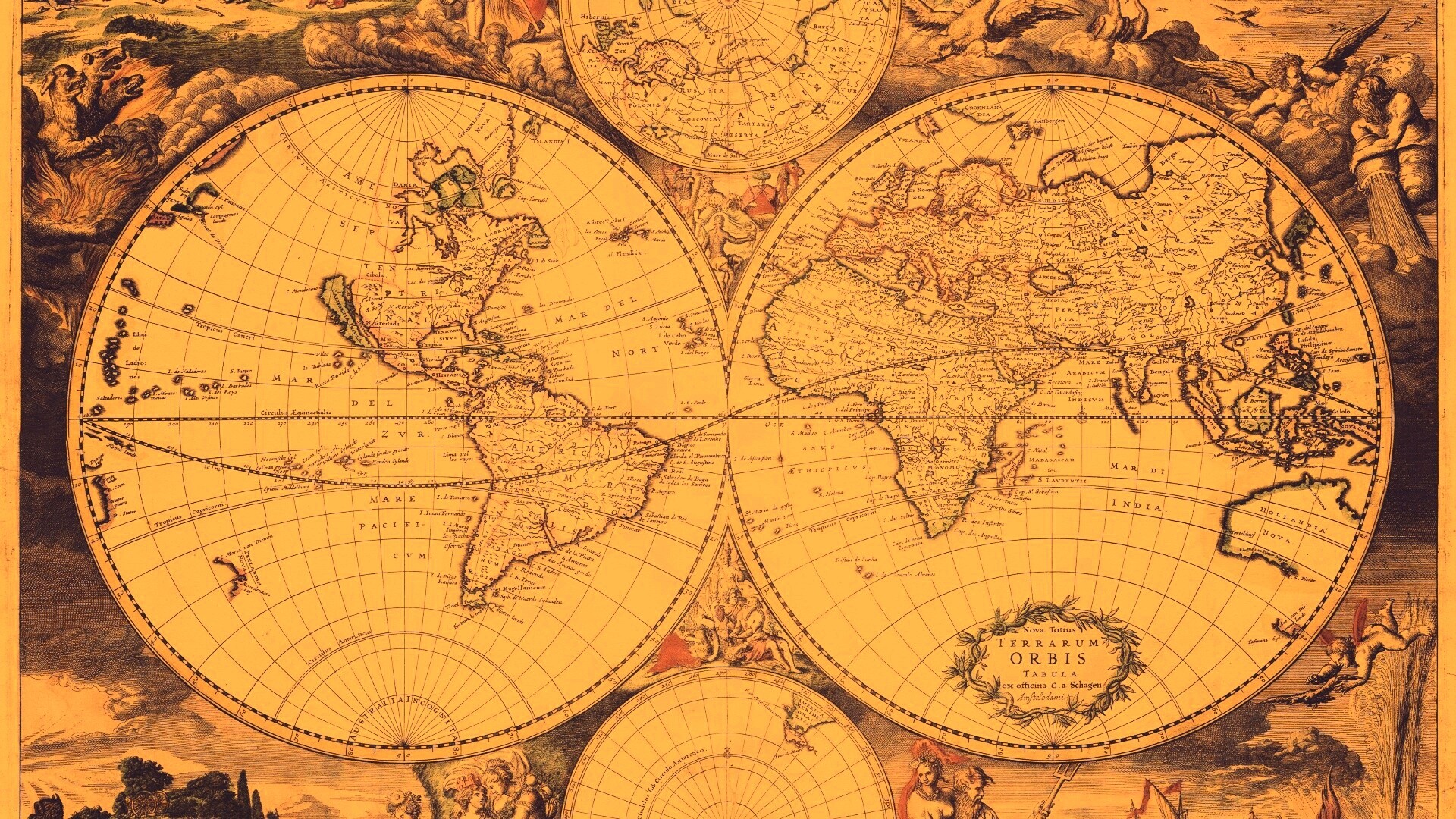 Старинная карта мира обои