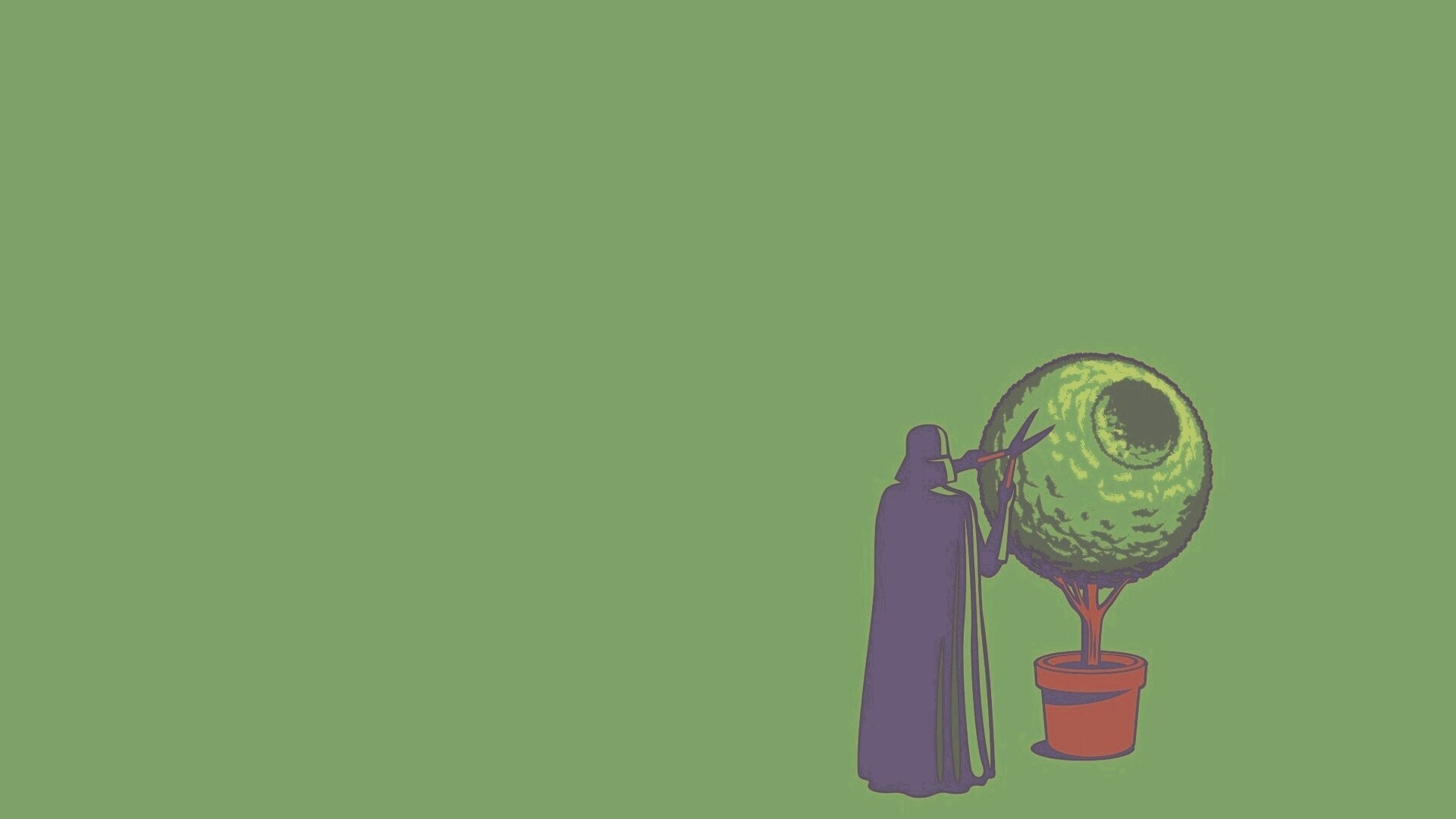 Дарт Вейдер постригает куст обои