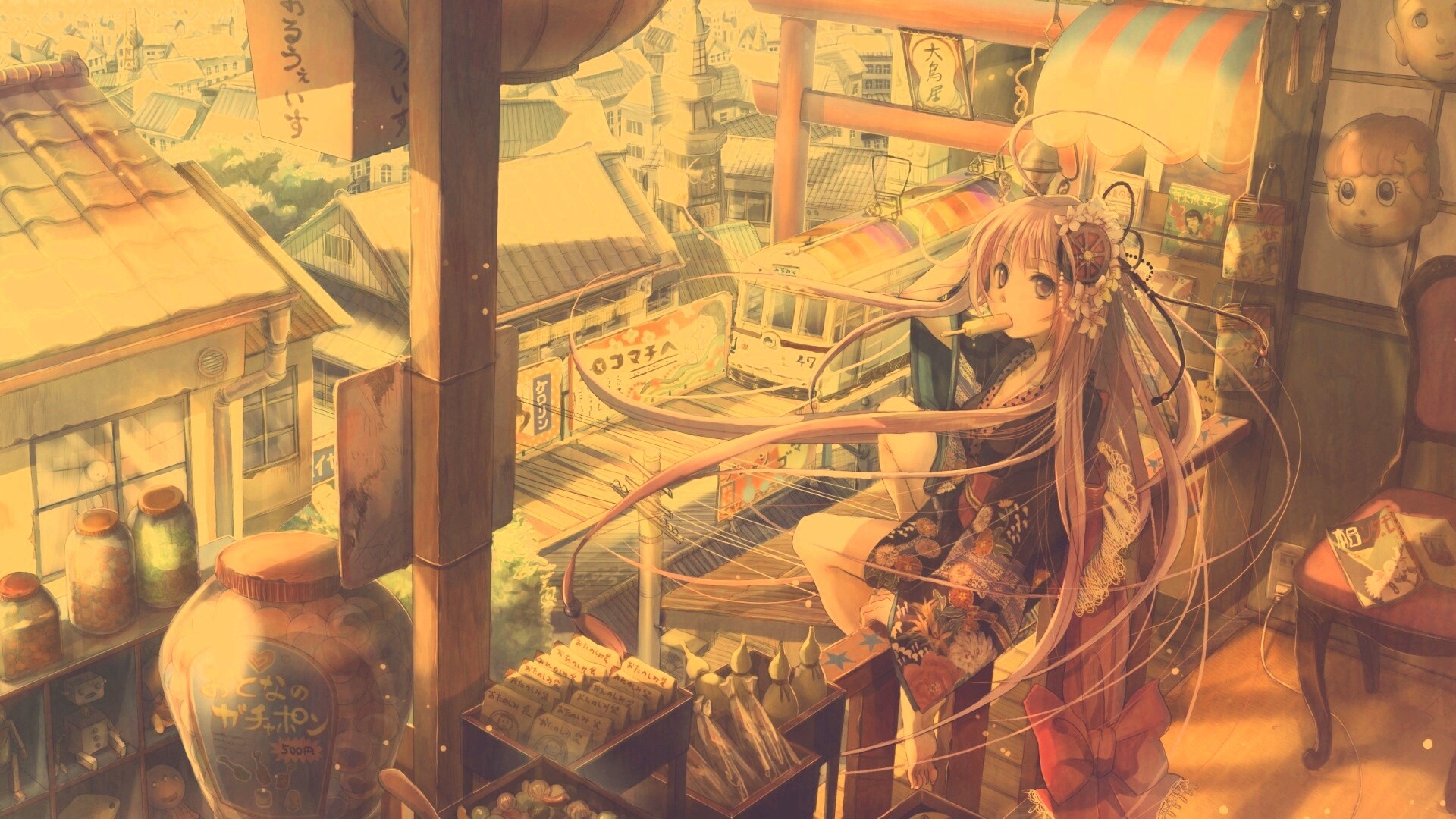 Девочка ест мороженное обои