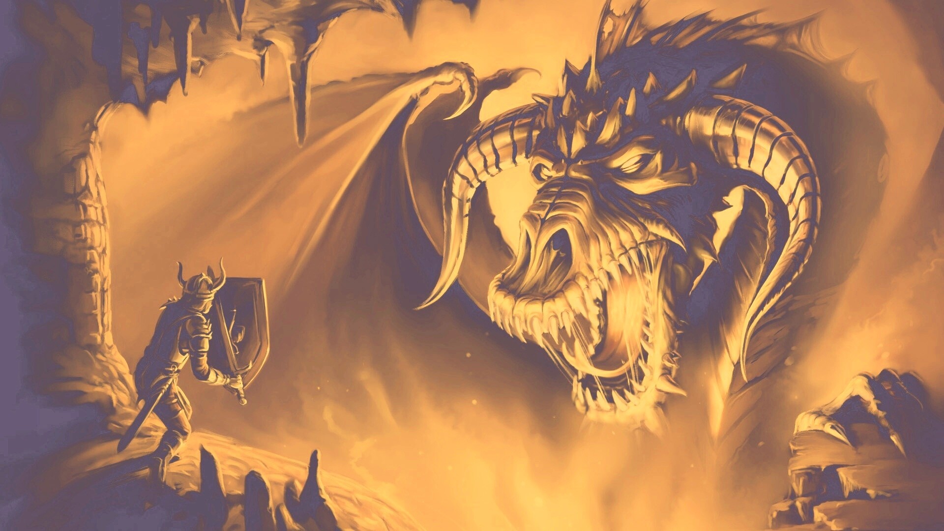 Рыцарь против дракона обои