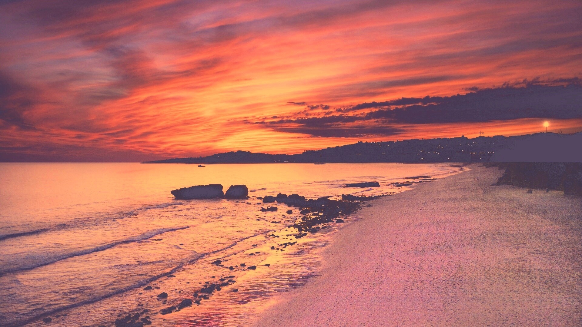 Бесподобный закат на море обои