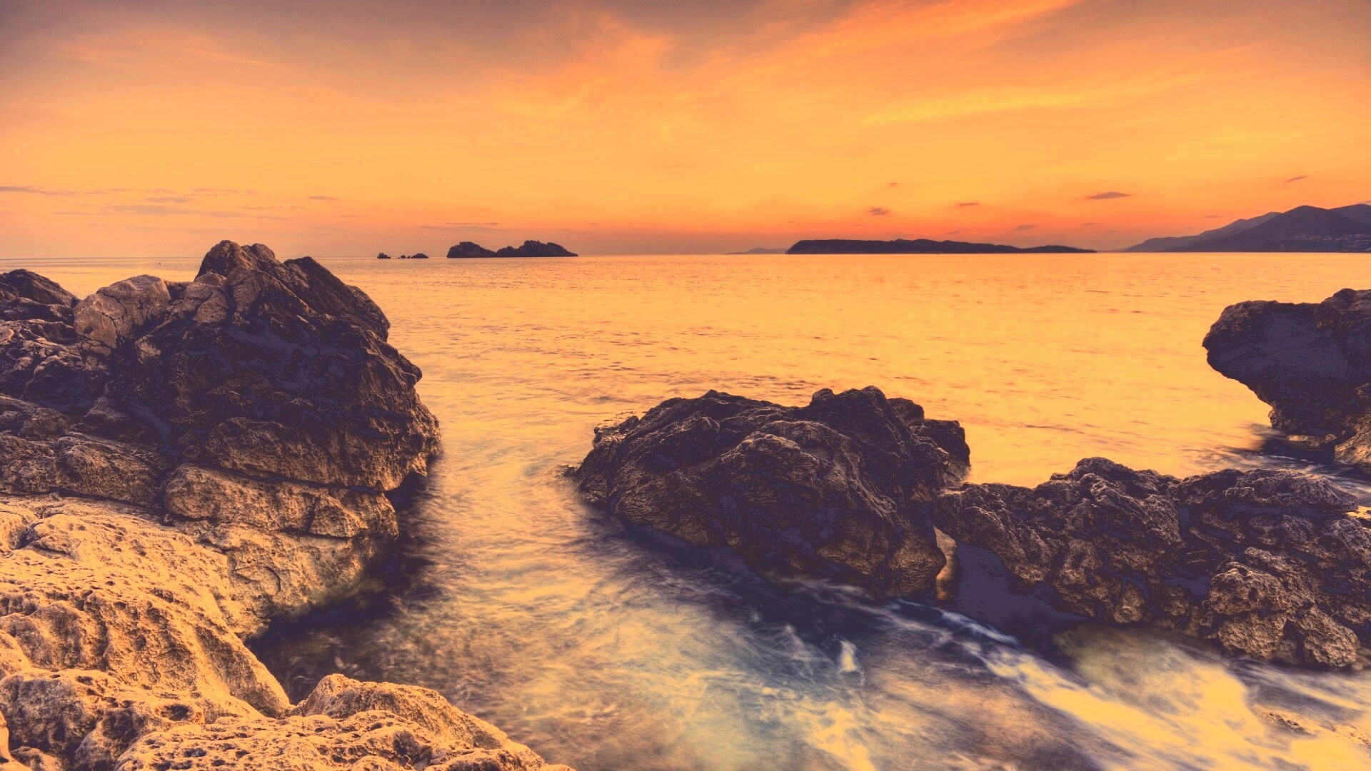 Закат на море обои