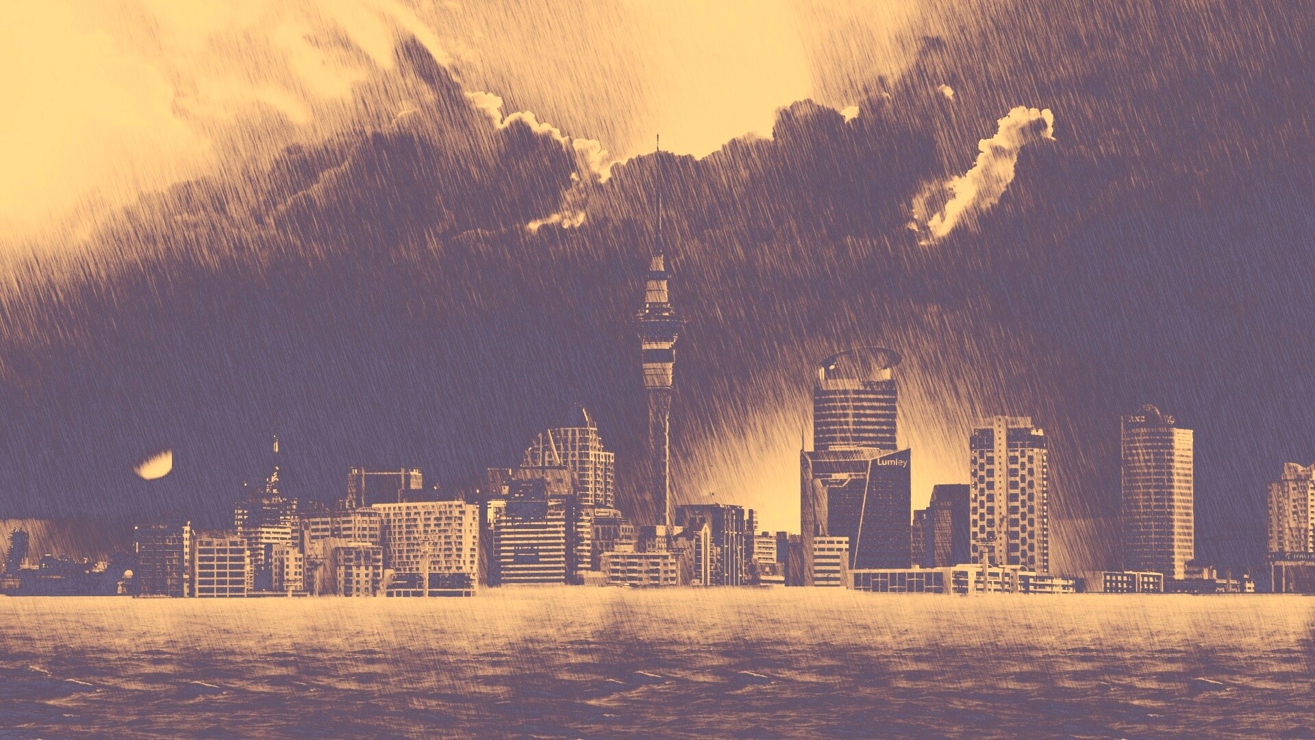 Гроза над городом обои