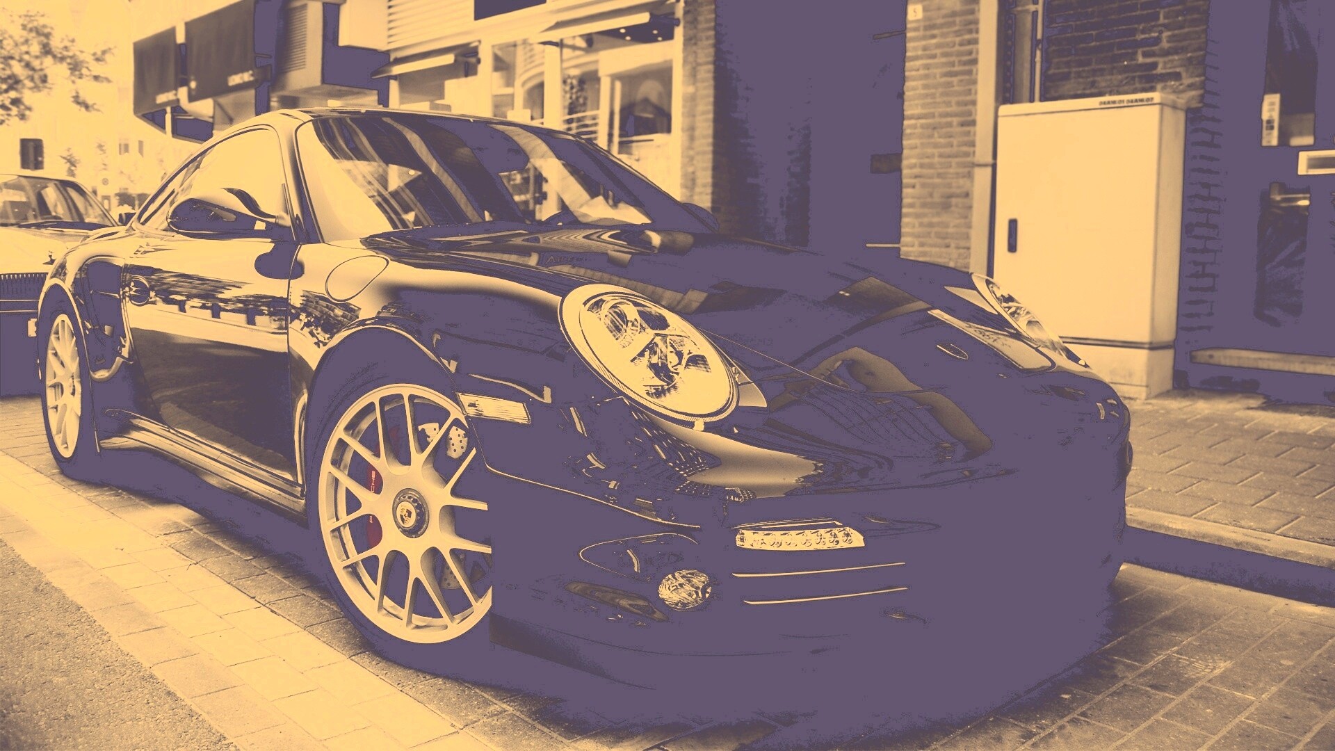 Чёрно-белое фото Porsche обои