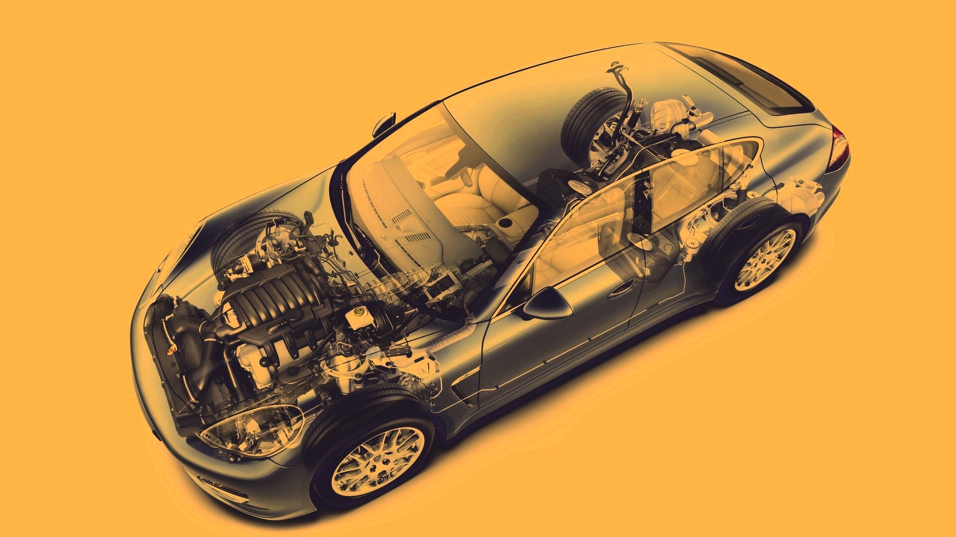 3D схема ходовой Порше обои