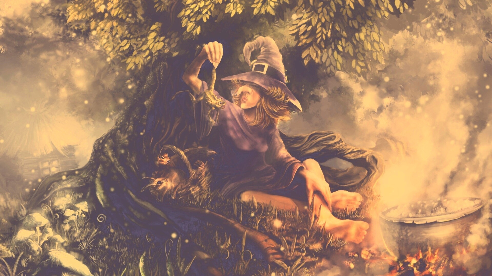 Ведьма варит зелье обои
