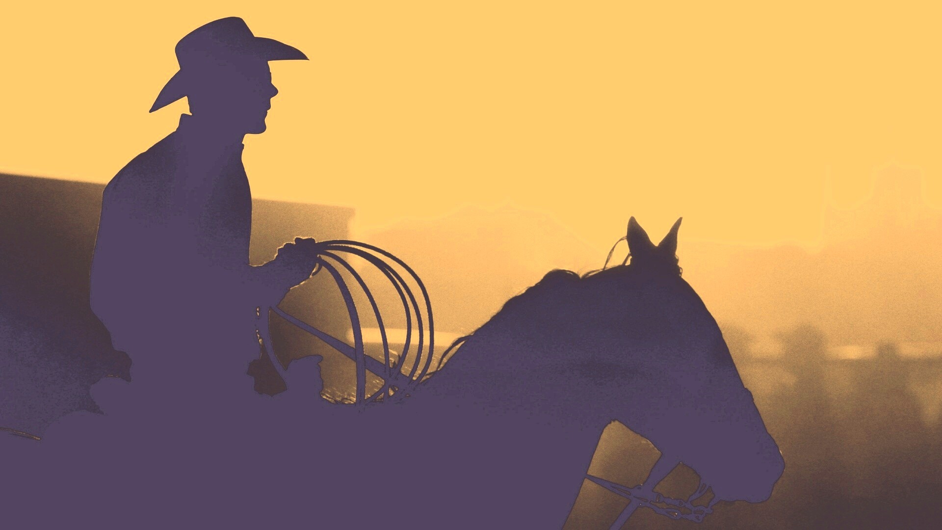 Ковбой с лассо на коне обои