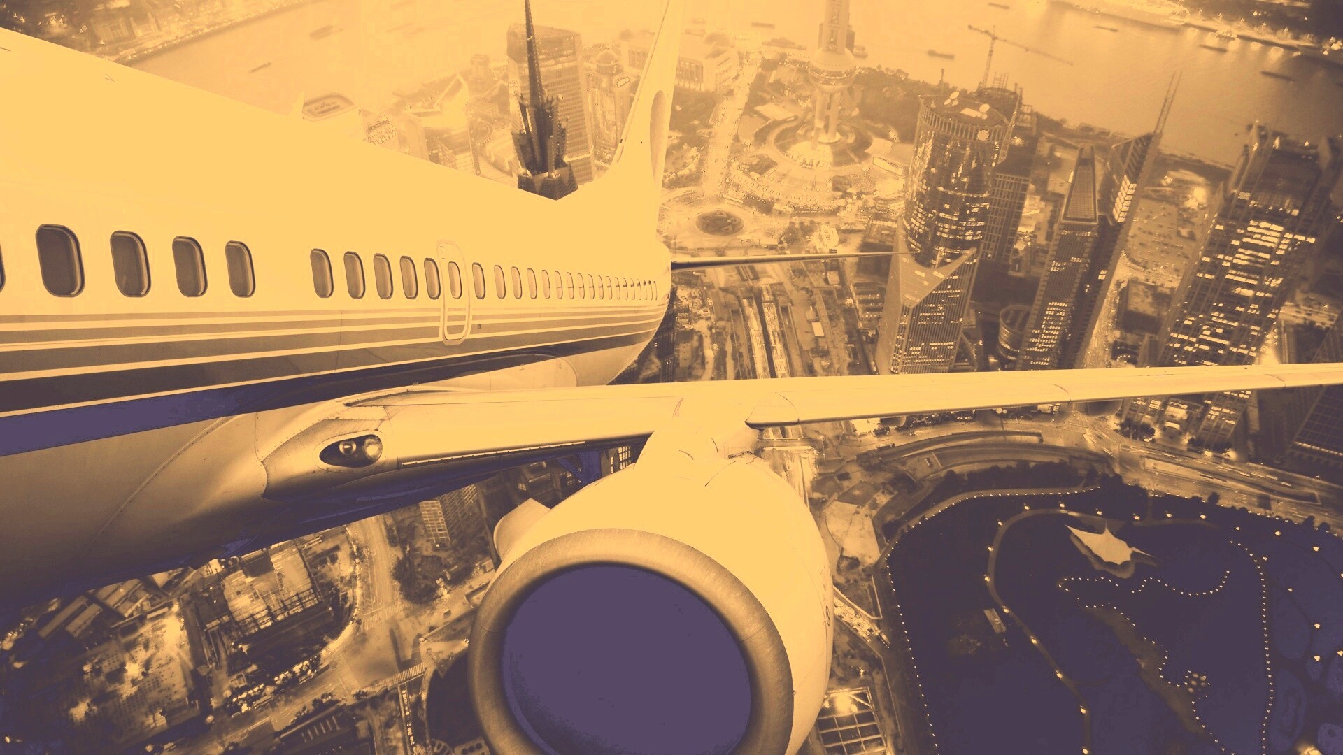 Взлет над городом обои