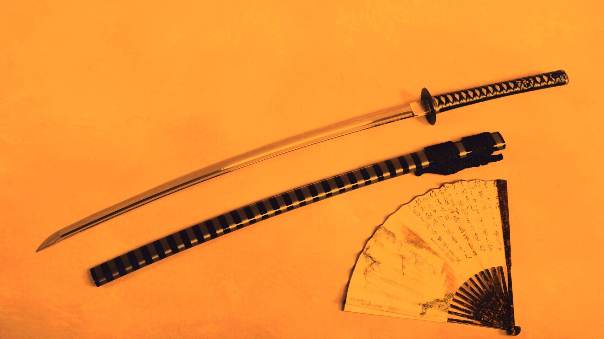 Катана и веер обои
