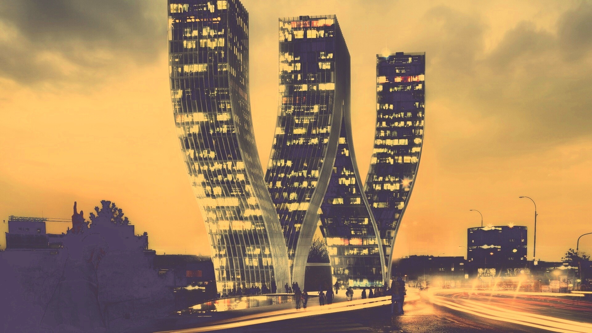 Здание в форме буквы W обои