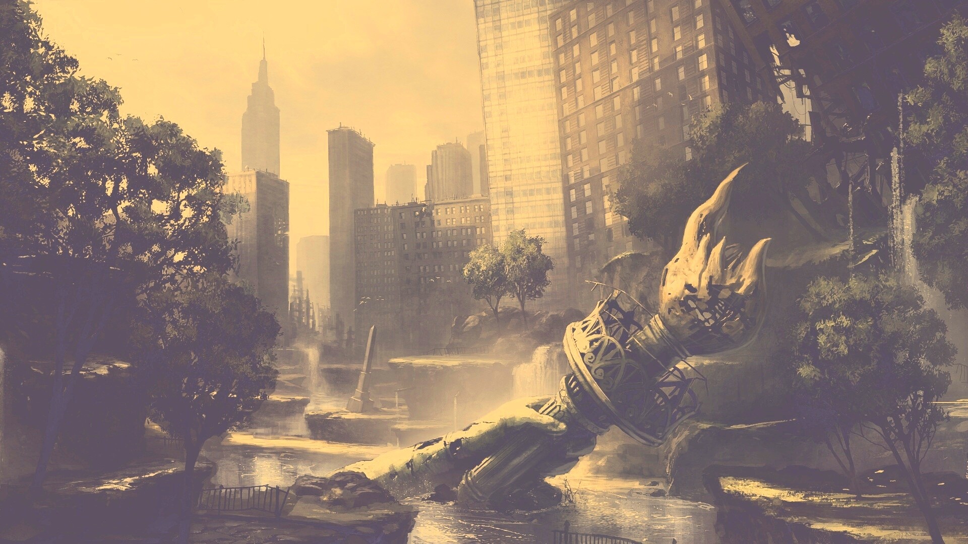 Руины статуи свободы обои